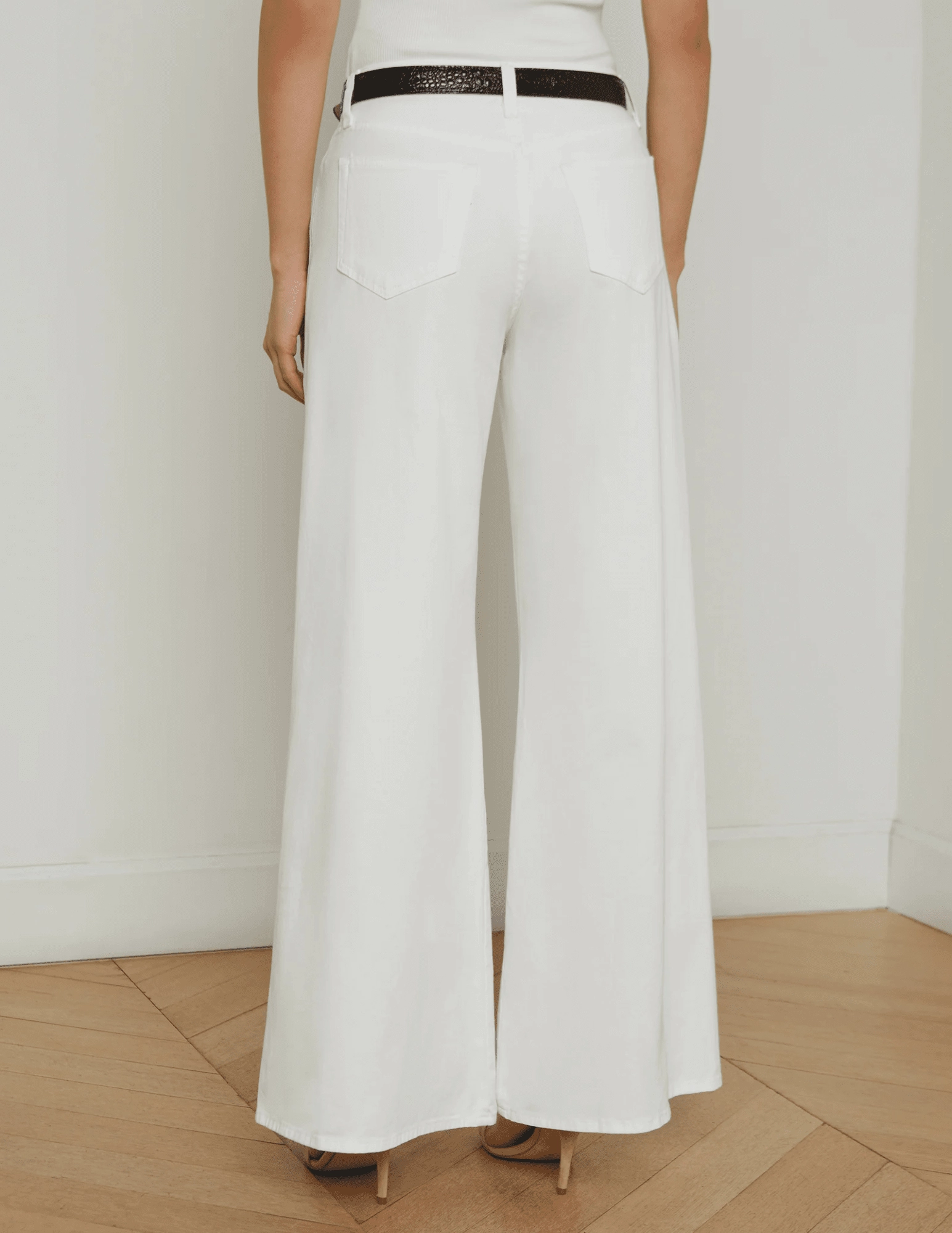 LAGENCE Beau T-Seam Wide Leg Jeans in Blanc Casual Luxury Winter Warmth
