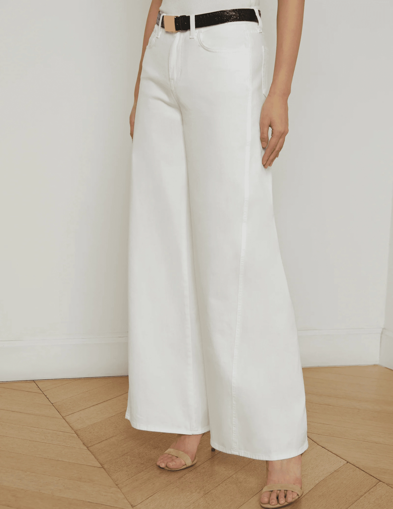 LAGENCE Beau T-Seam Wide Leg Jeans in Blanc Base Look Comfort Stretch Technology