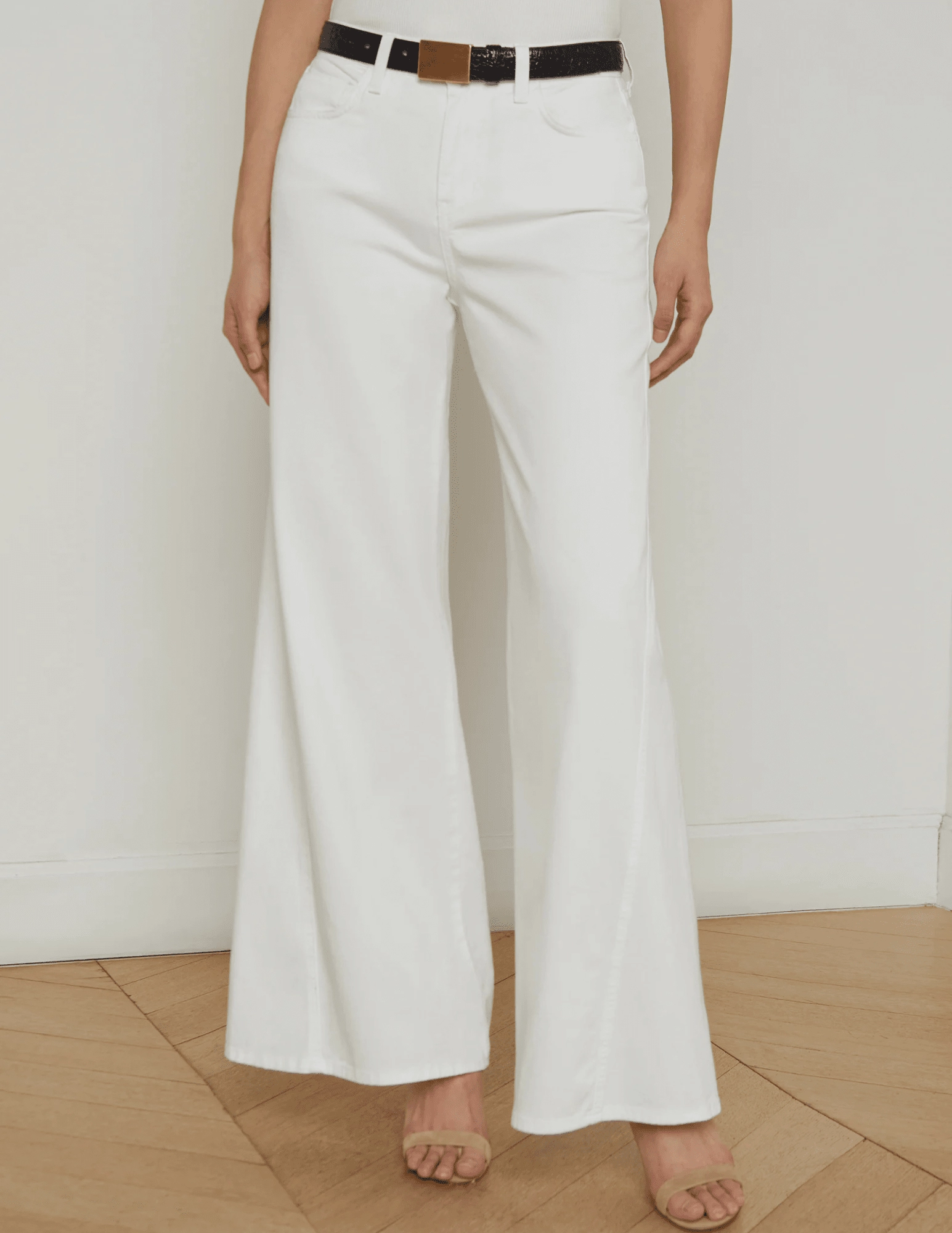 LAGENCE Beau T-Seam Wide Leg Jeans in Blanc Professional Wear Urban Explorer Basic Attire