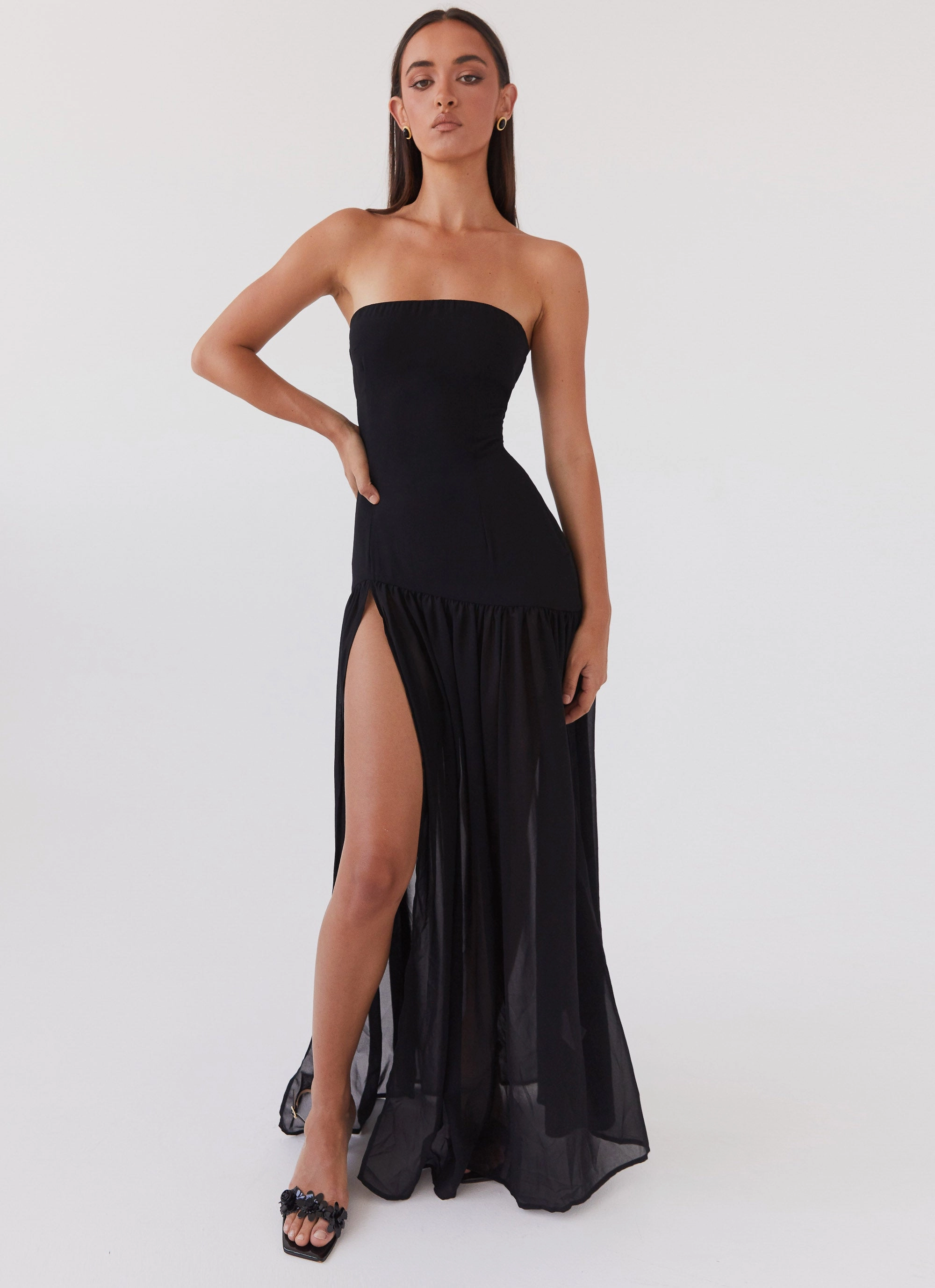 Soft Fabric Eden Strapless Maxi Dress - Black