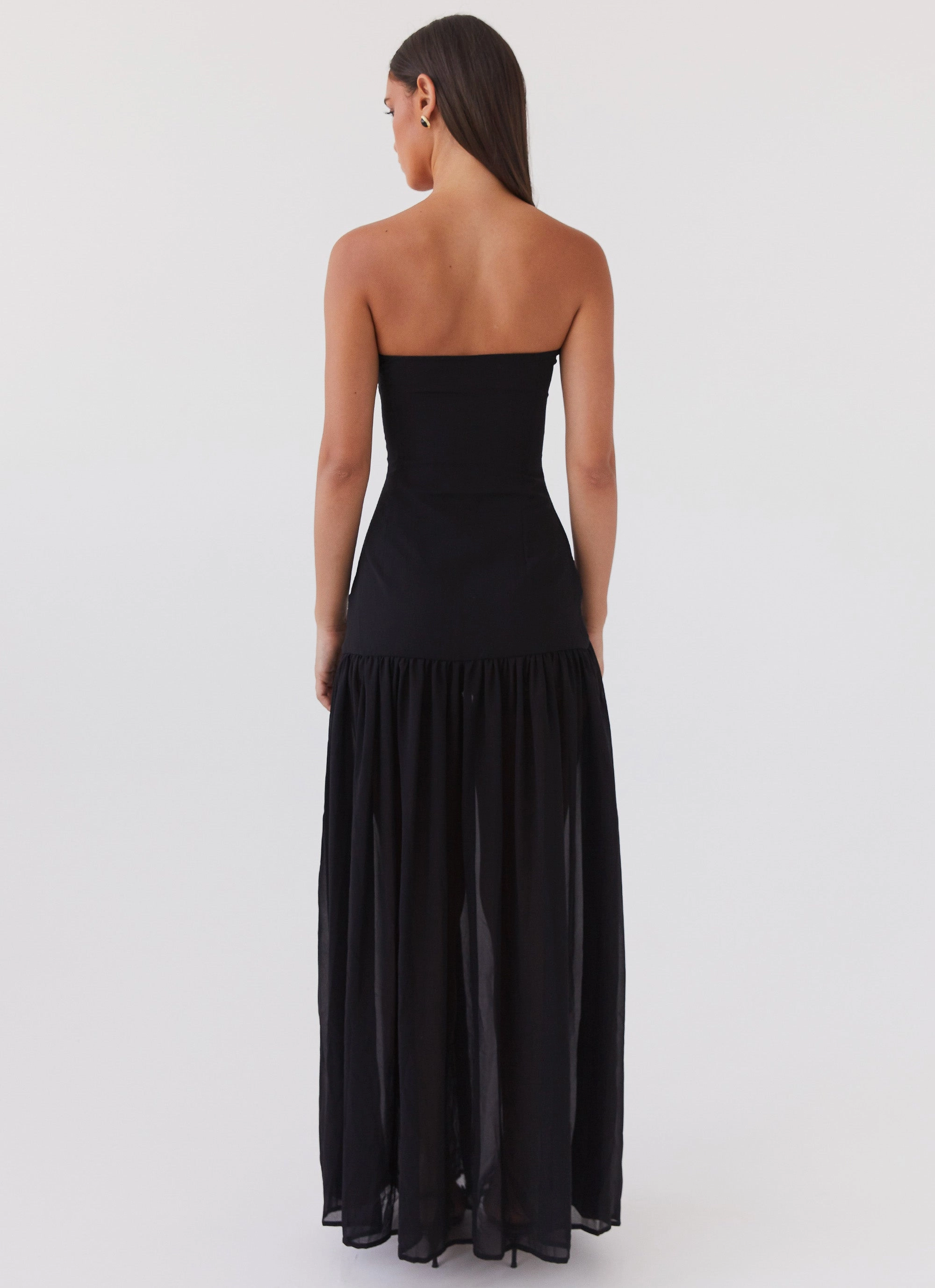 Eden Strapless Maxi Dress - Black Artistic Flair Halter-Neck