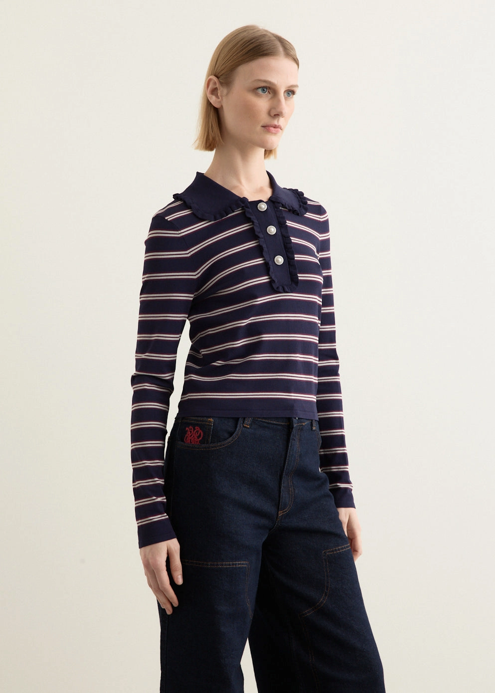 Stretch Knit Backing MicrofiberBlend Texture Catarin Sweater