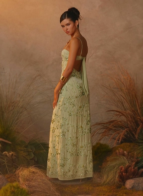 Celandine Beaded Maxi Dress - Lime Wedding Style Light Layers
