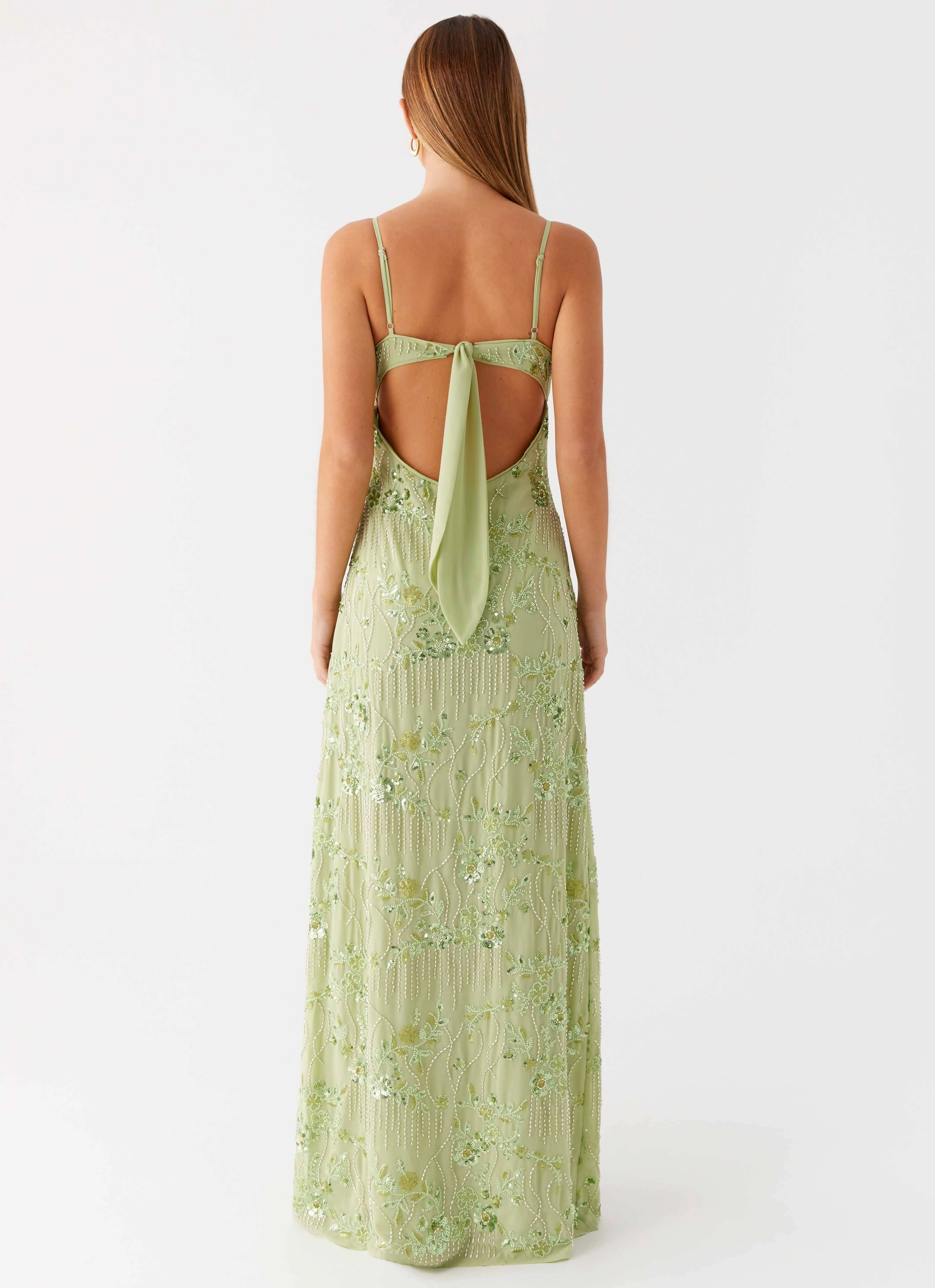 Celandine Beaded Maxi Dress - Lime Chilly Weather Layer Sleek and Sleek