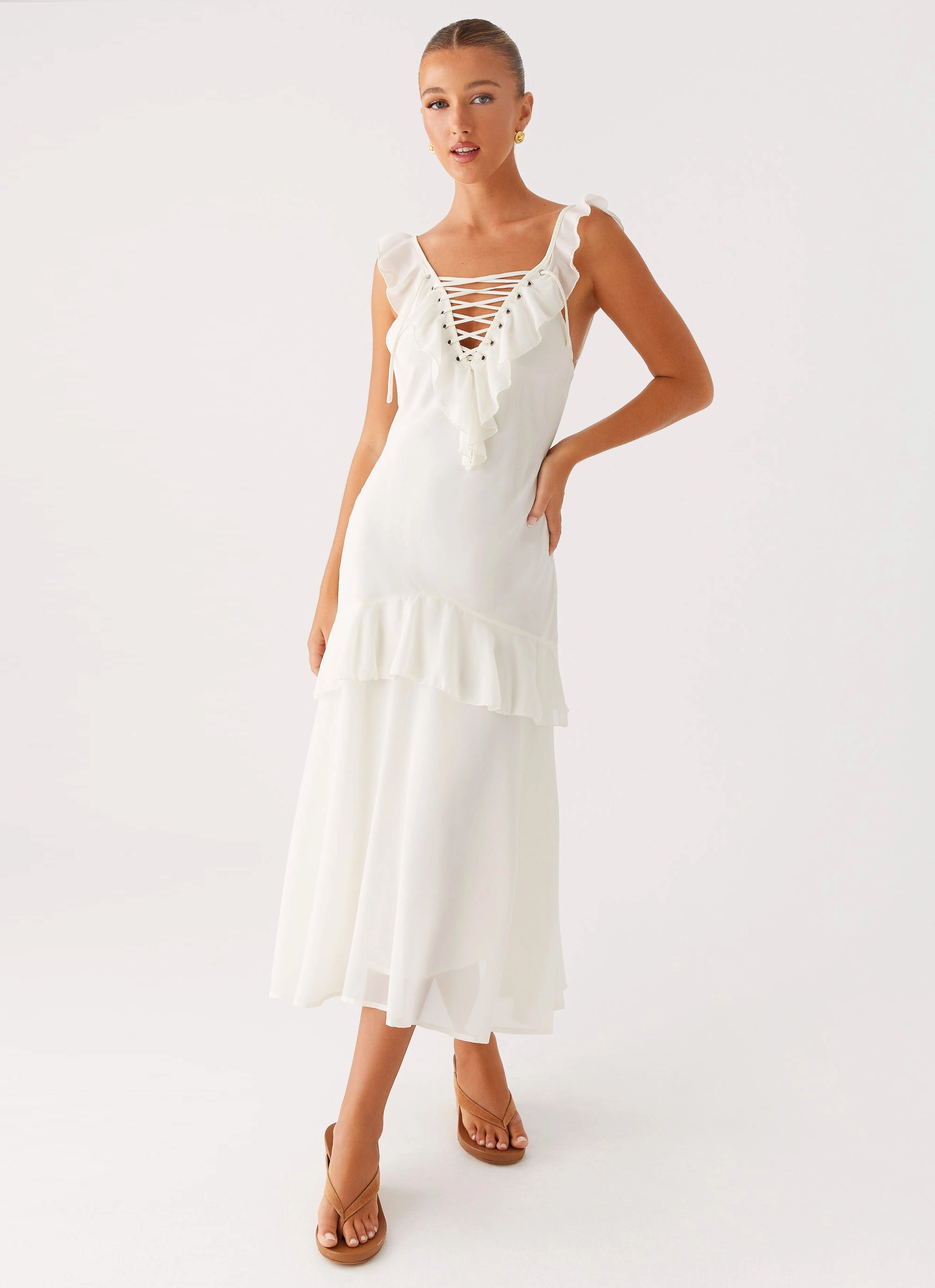 Calm Shine Fall Comfort Celie Midi Dress - Ivory