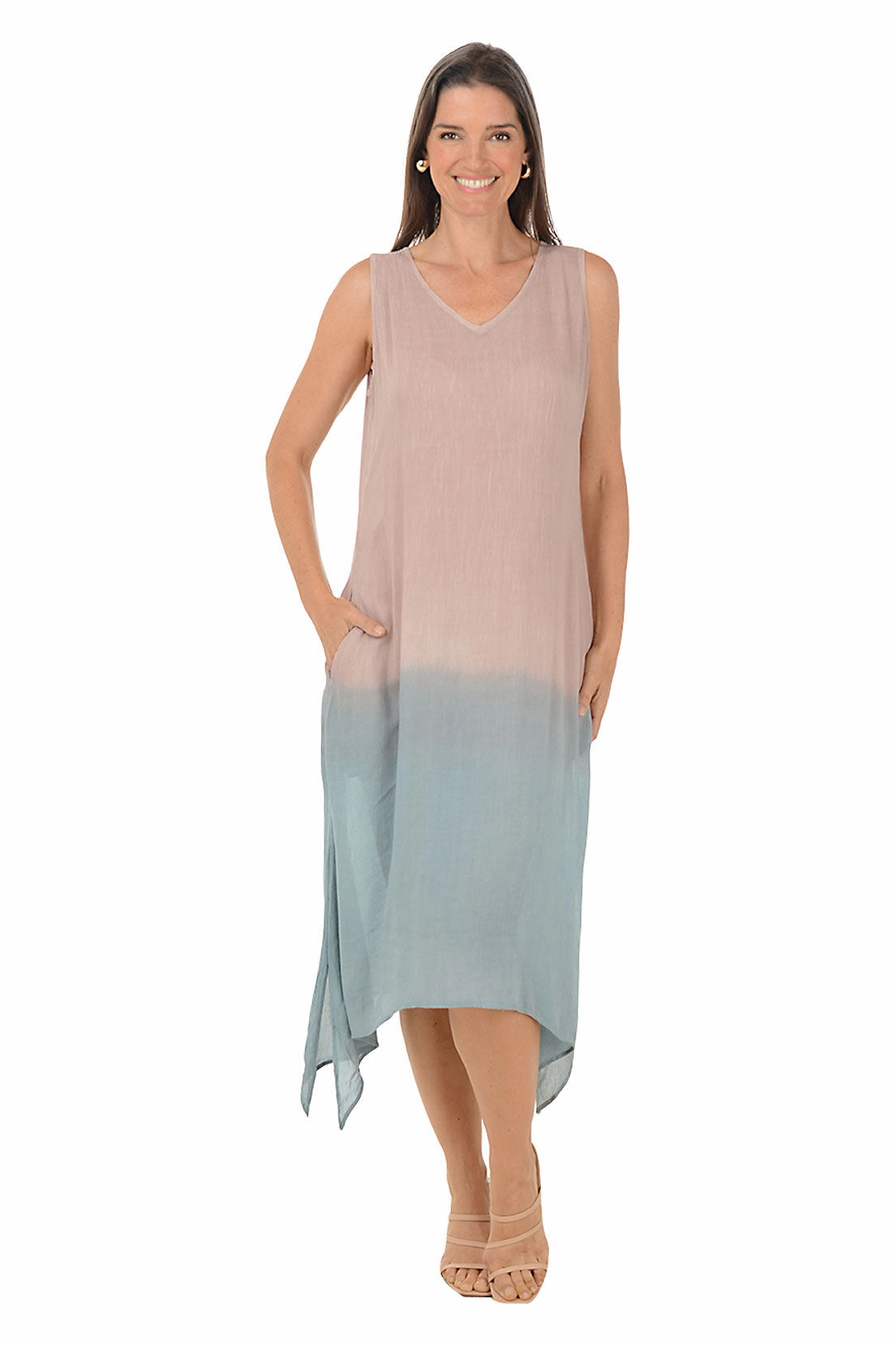 Chill Friendly All Day Mauve Dip-Dye Sleeveless Midi Dress