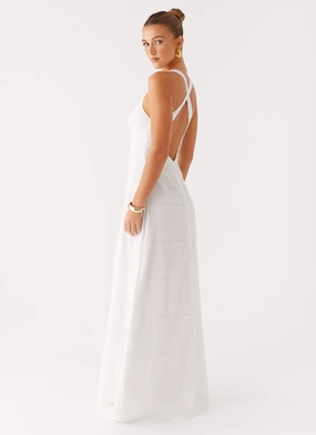 Kiana Halter Maxi Dress - White Tailored Elegance Relaxed Look
