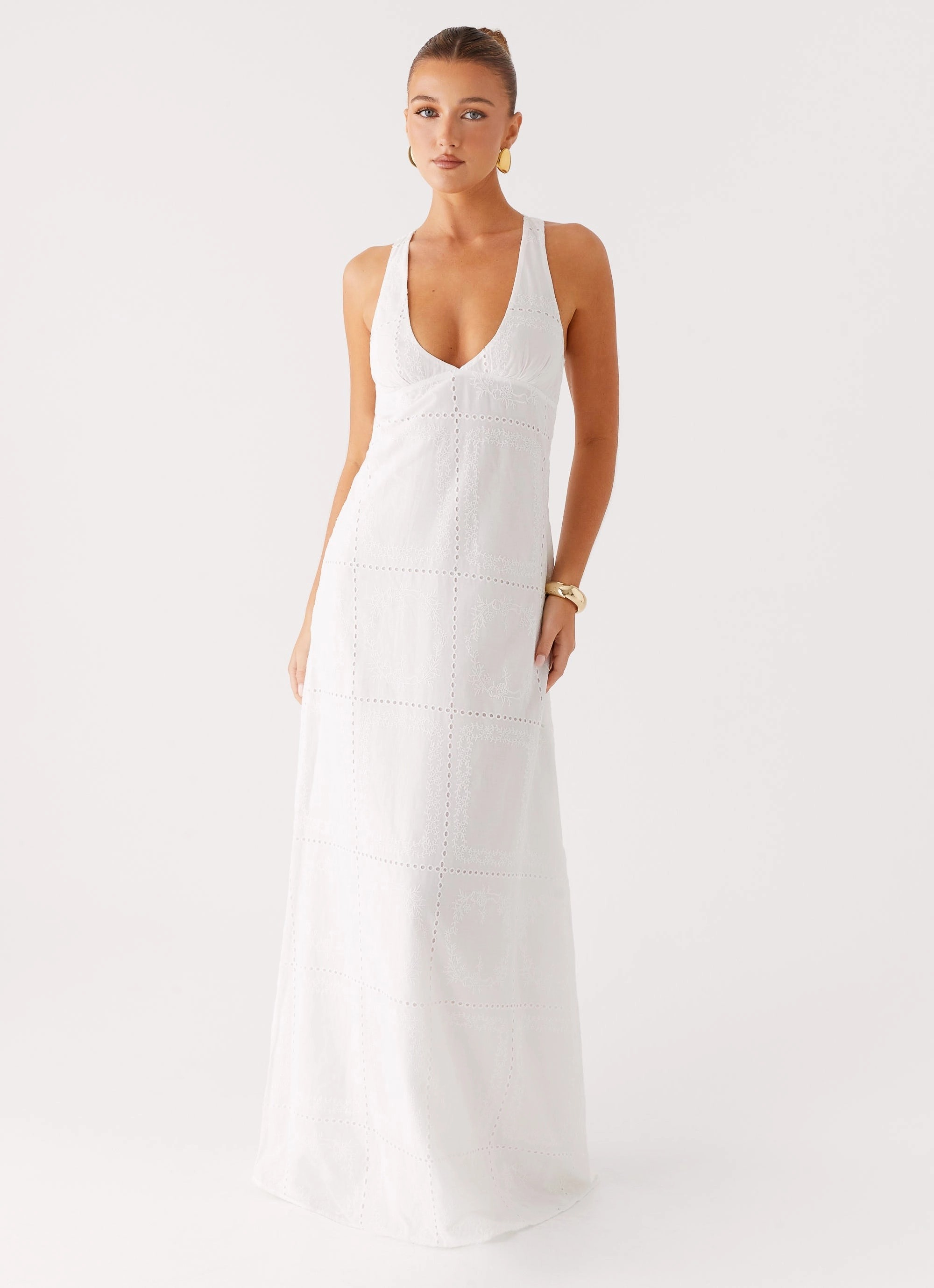 Kiana Halter Maxi Dress - White Theater-Night Casual Comfort Wear