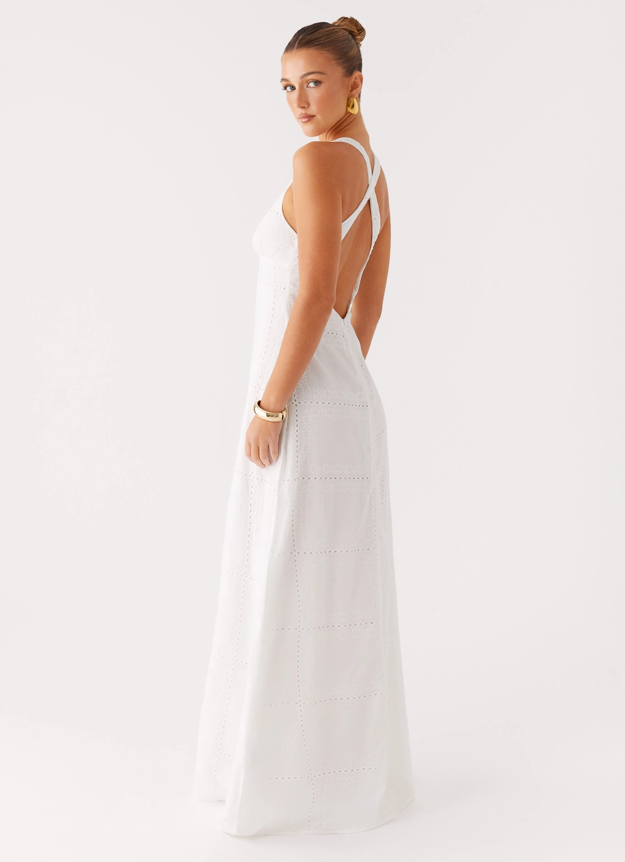 Kiana Halter Maxi Dress - White Tailored Elegance Relaxed Look