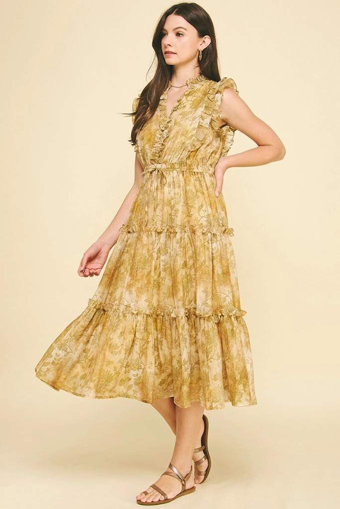 Radiant Mood Charlotte Ruffle Tiered Midi Dress