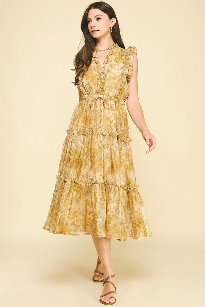 Charlotte Ruffle Tiered Midi Dress Smart Blend Casual Essential