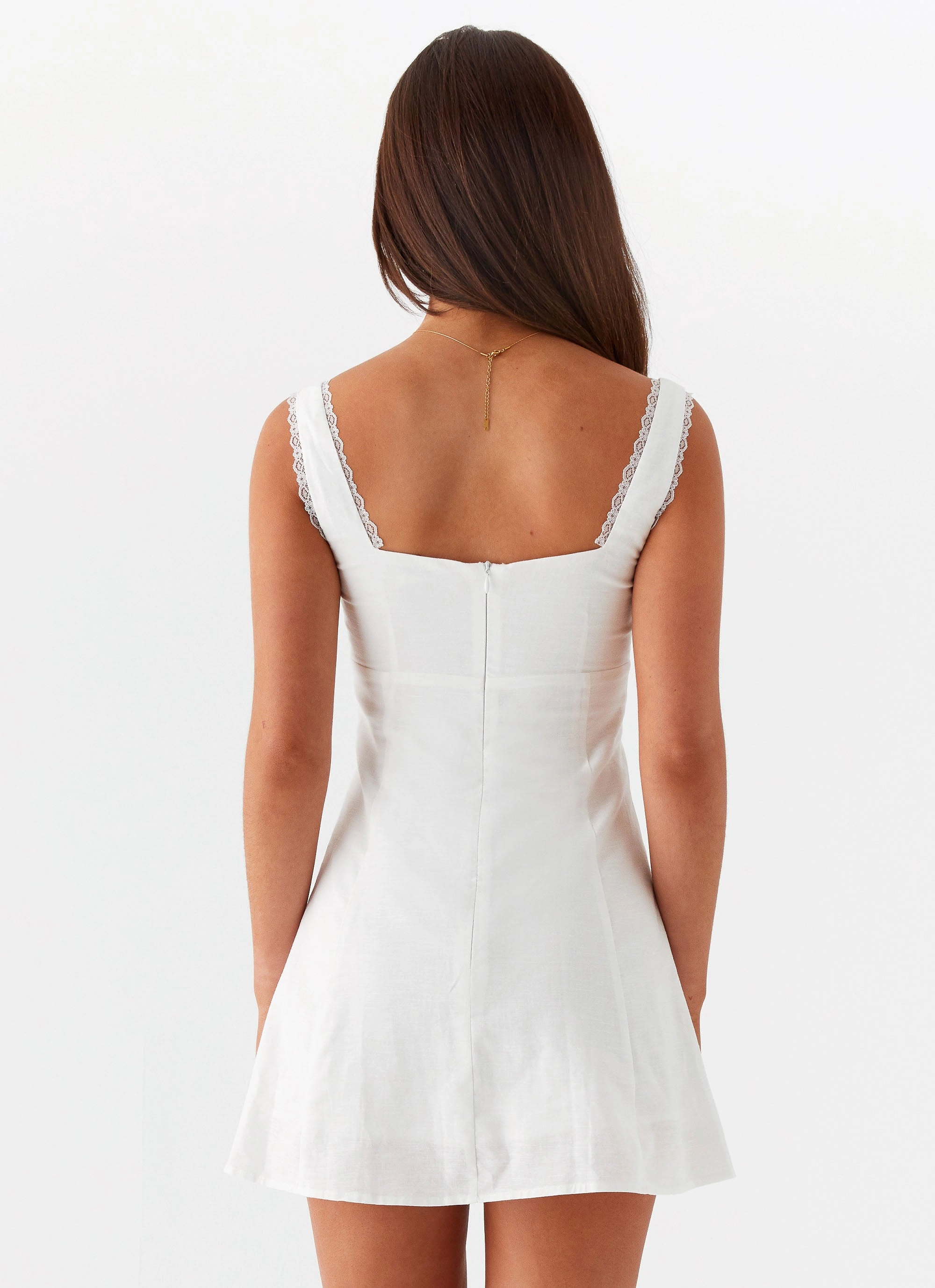 Rowena Mini Dress - White Metallic Finish Event Safe