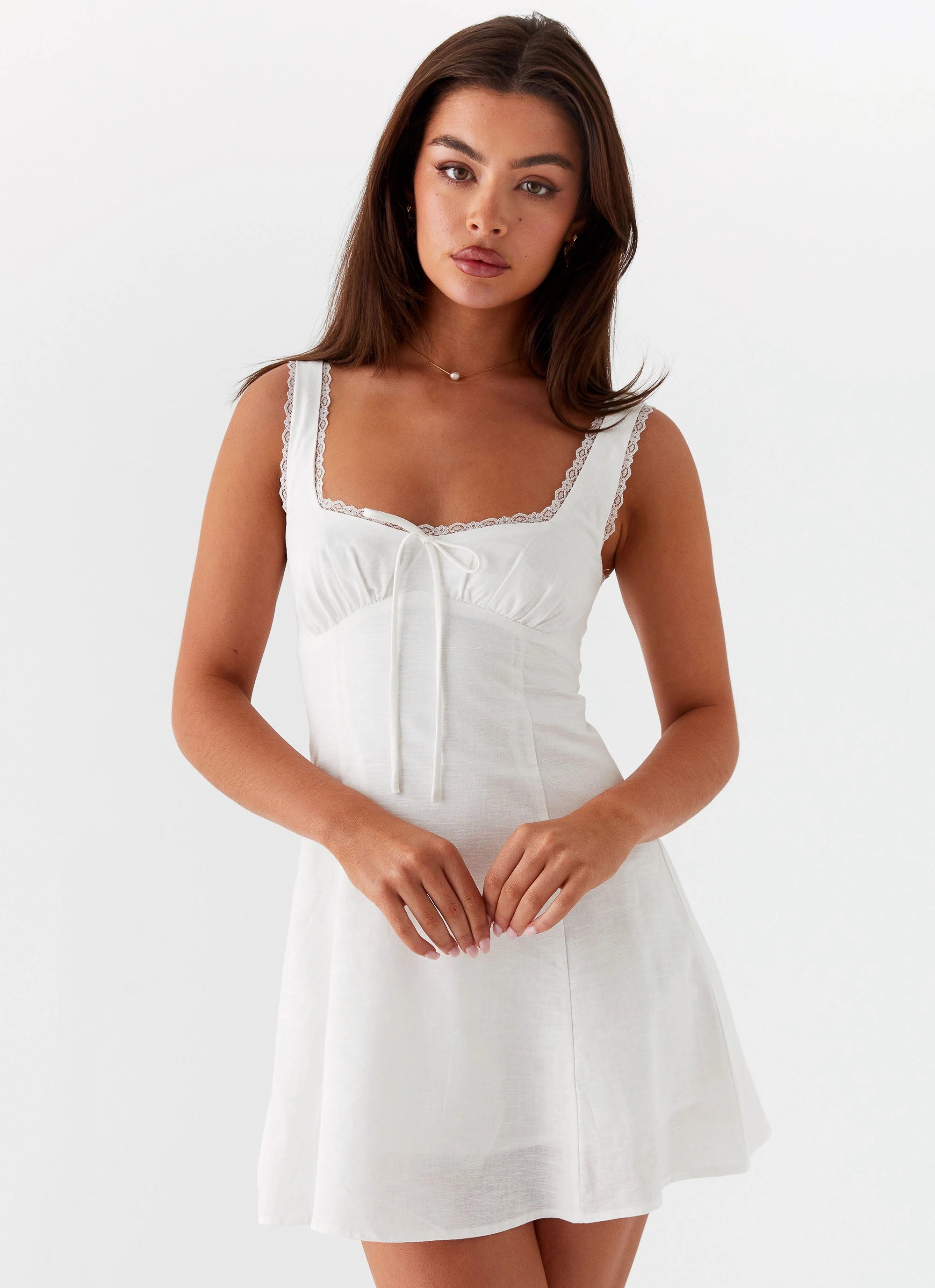 Rowena Mini Dress - White Holiday-Party Soft Tones