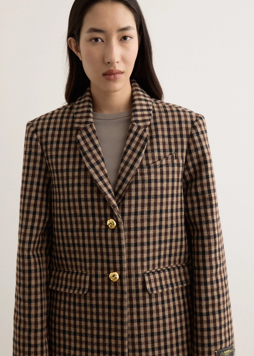 Adaptive Layering System Check Wool Mix Oversized Blazer