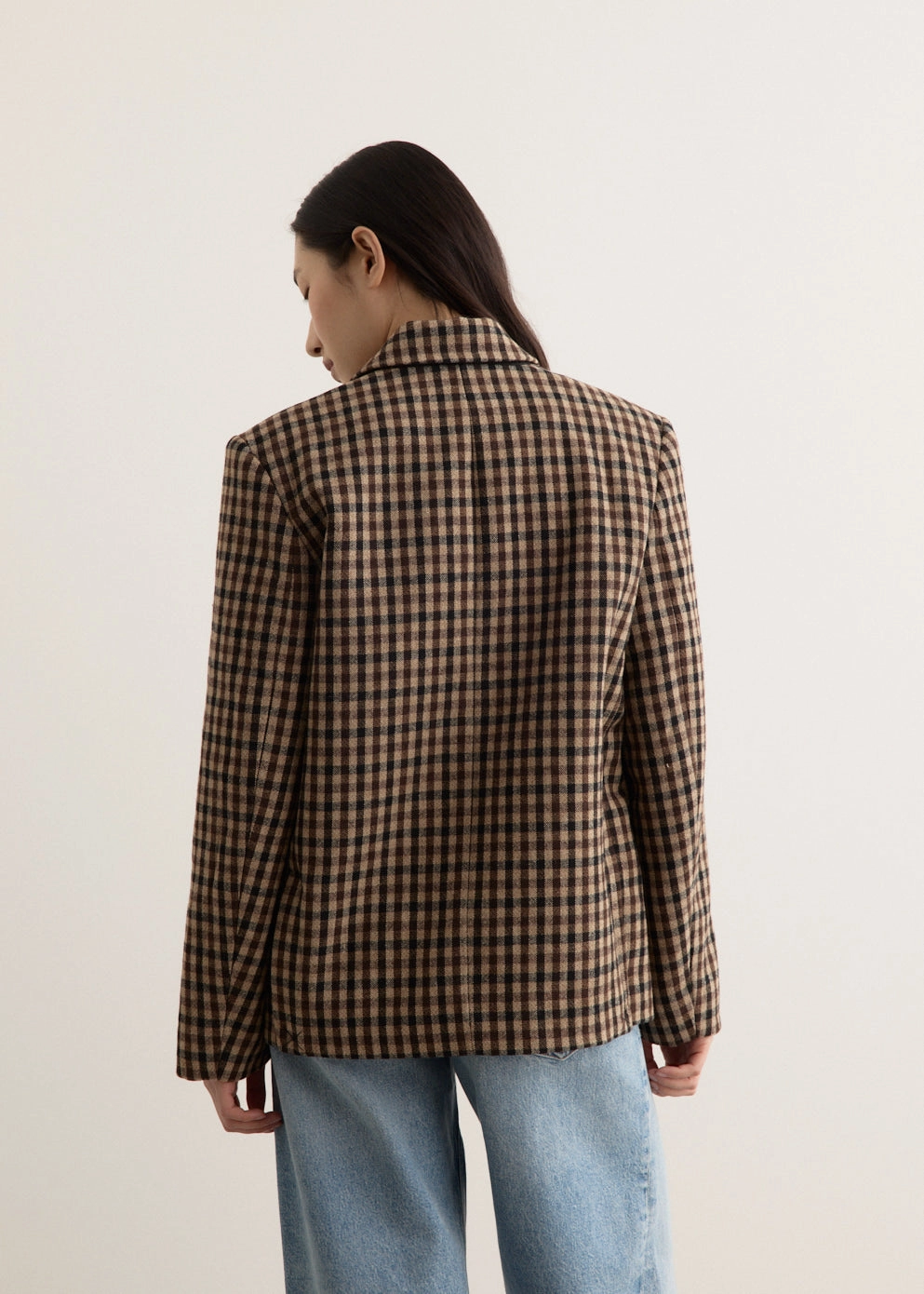 Check Wool Mix Oversized Blazer Survival Use Quick Dry Performance