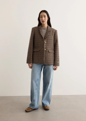 OdorControl Treatment Mild Weather Check Wool Mix Oversized Blazer