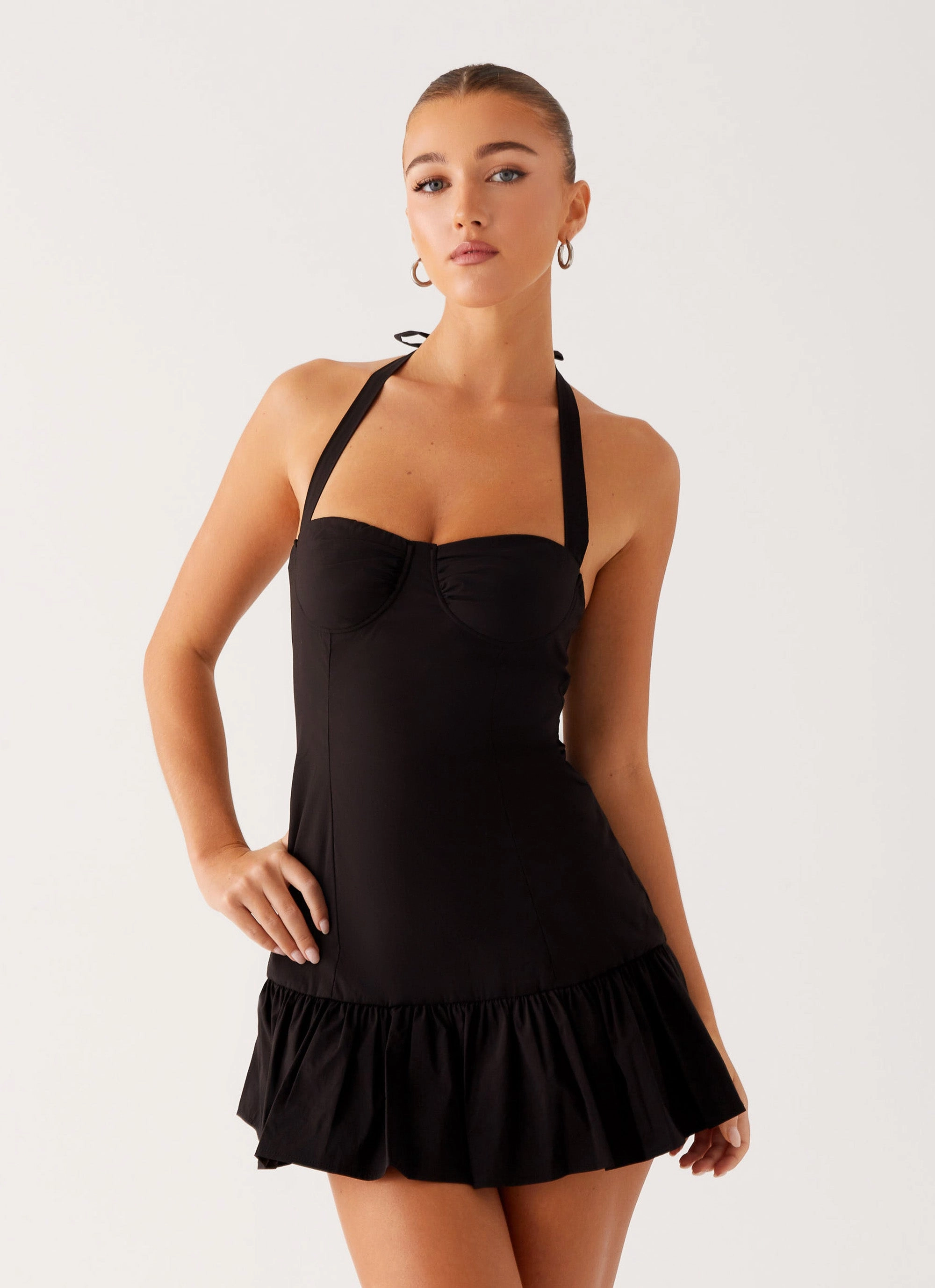 Smooth-Lining Flattering Shape Look Cheryl Bustier Mini Dress - Black