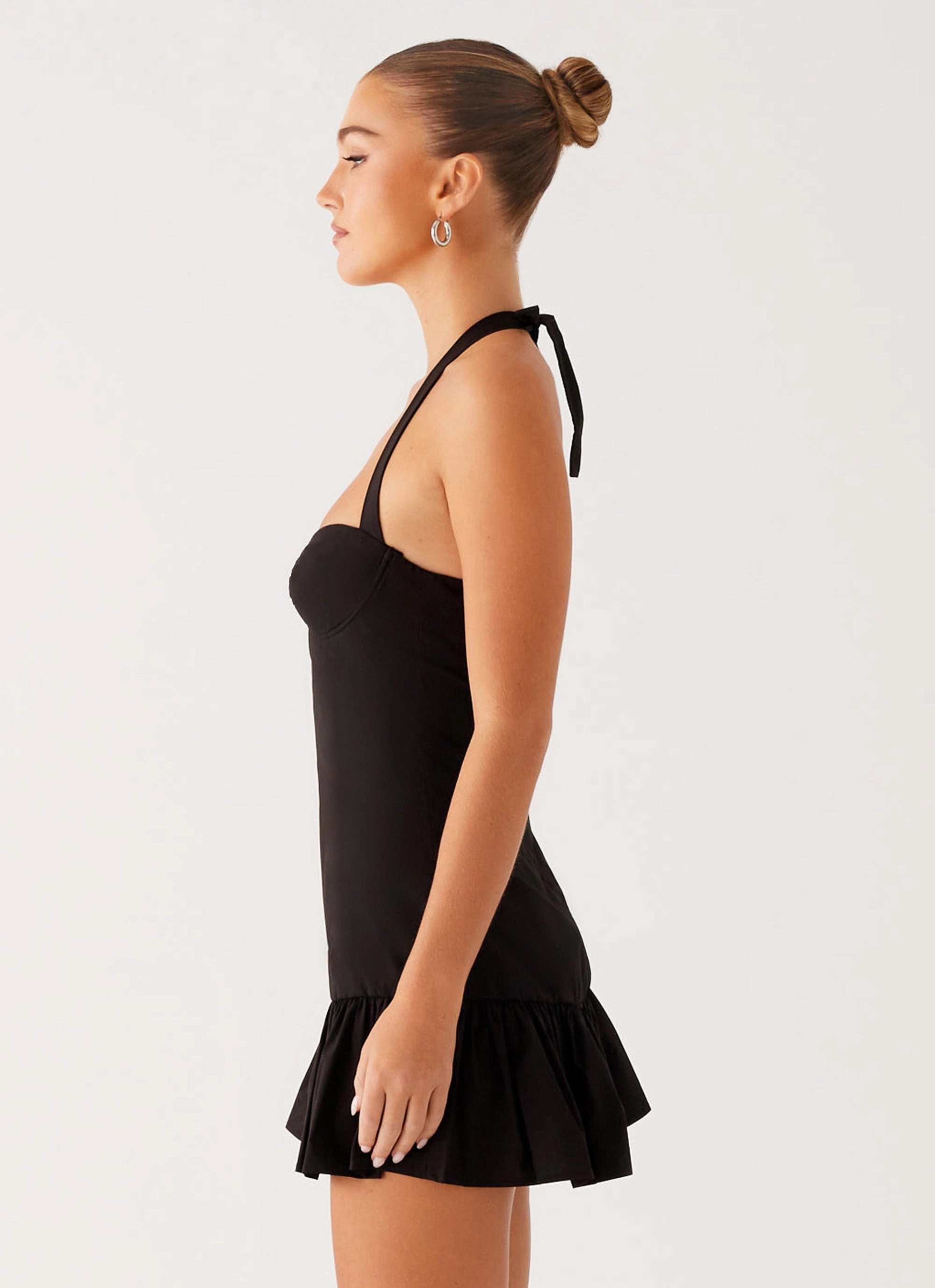 Halter-Neck Cheryl Bustier Mini Dress - Black
