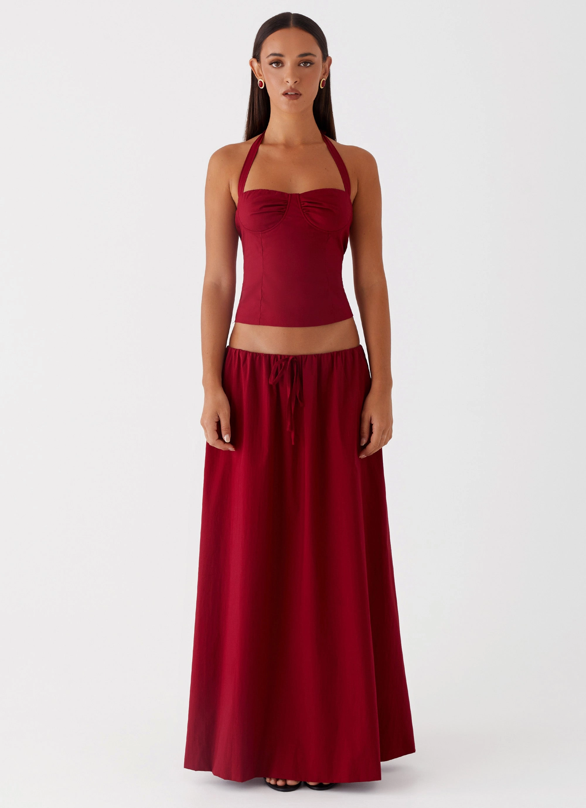 Minimal Vibes Cheryl Maxi Skirt - Cherry Red