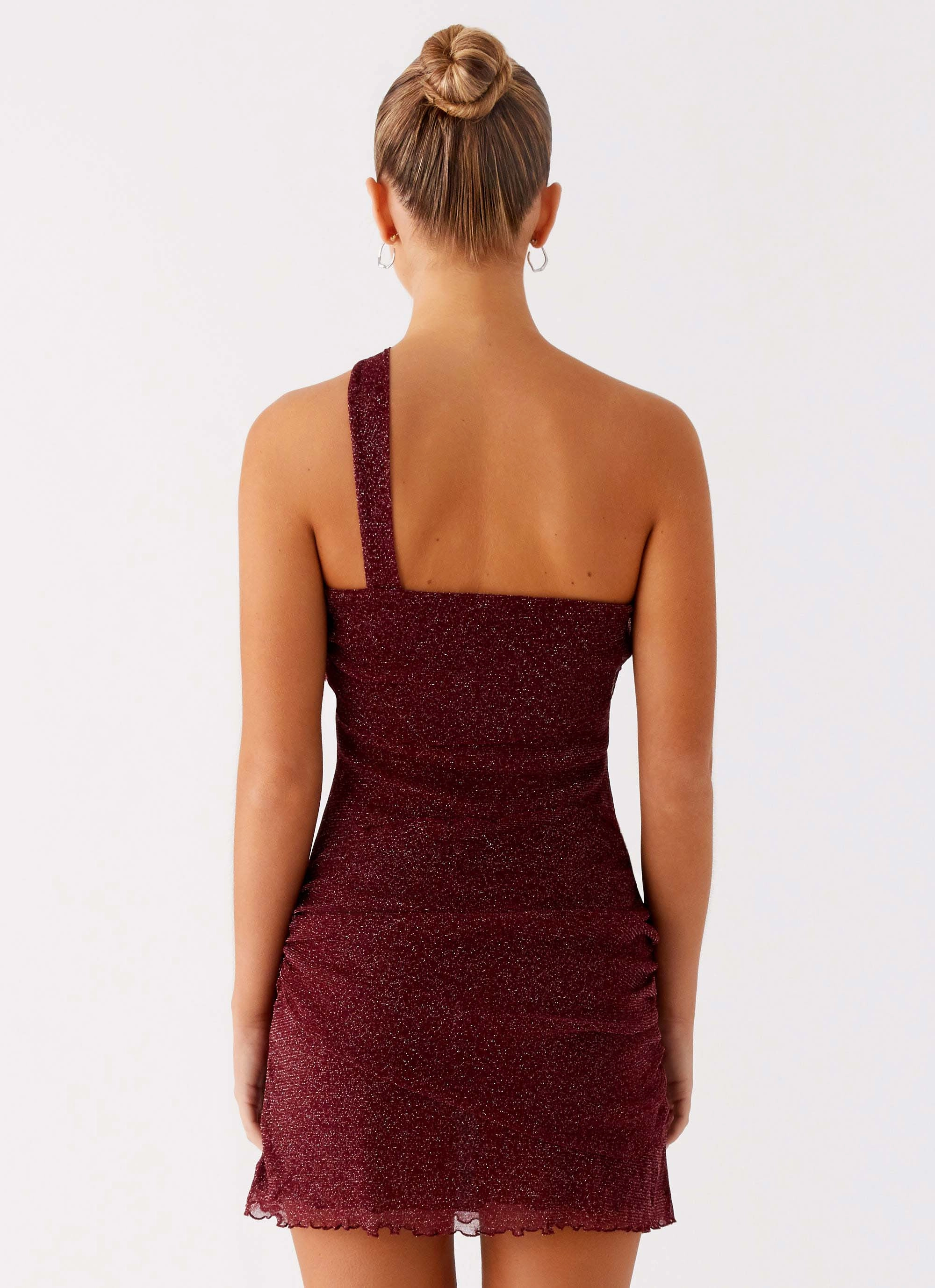 Sleek Comfort Misty Mesh Mini Dress - Maroon