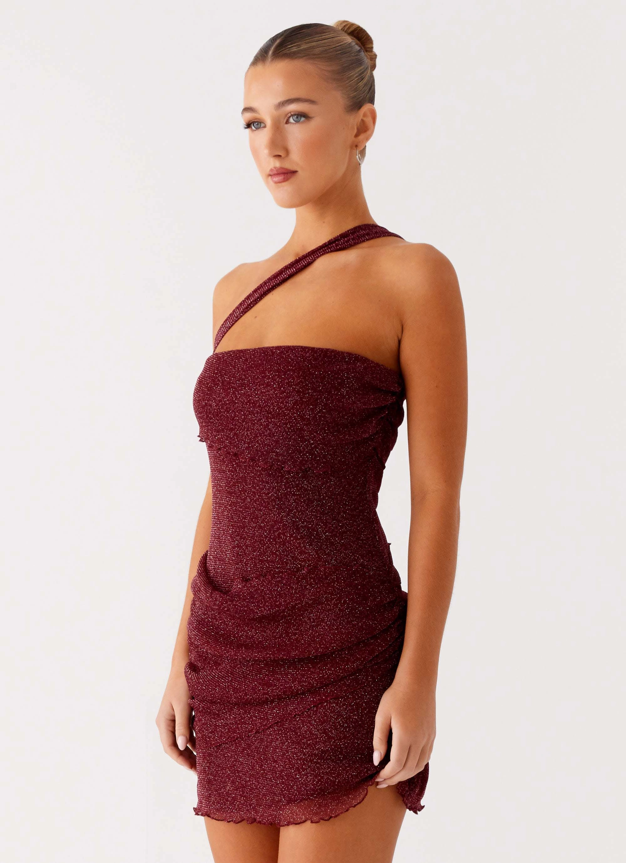 Everyday Outfit Relaxed Fit Misty Mesh Mini Dress - Maroon