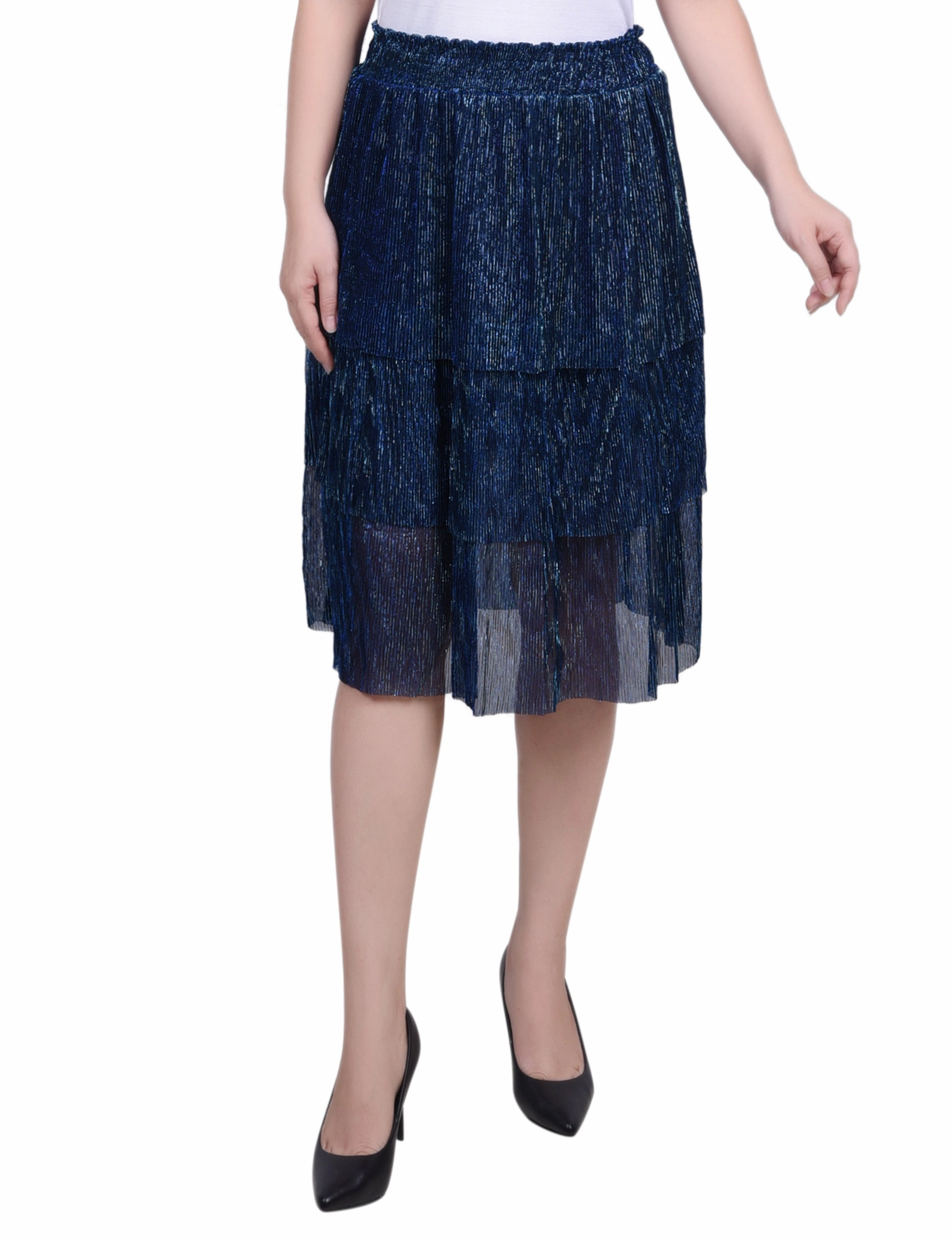 Petite Tiered Mesh Plisse Skirt Travel piece