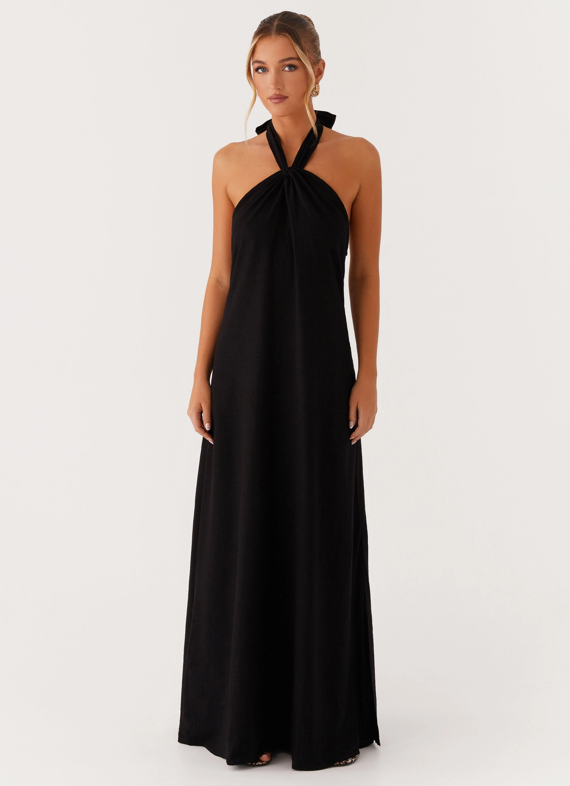 Golden Child Linen Maxi Dress - Black Fresh Palette