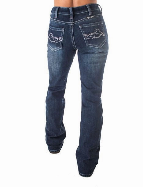 Cowgirl Tuff Womens Double Down Flannel Dark Wash Cotton Blend Jeans Stylish Choice