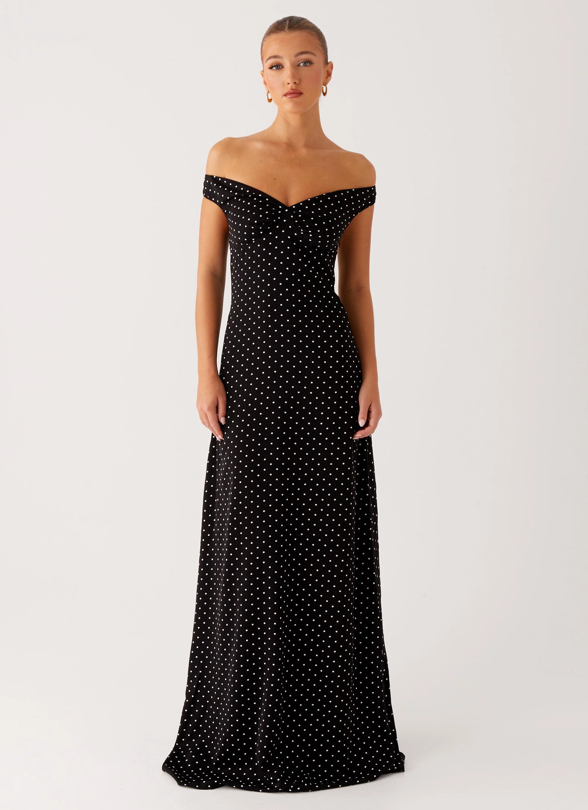 Melany Maxi Dress - Black Polka Dot Coffee Break