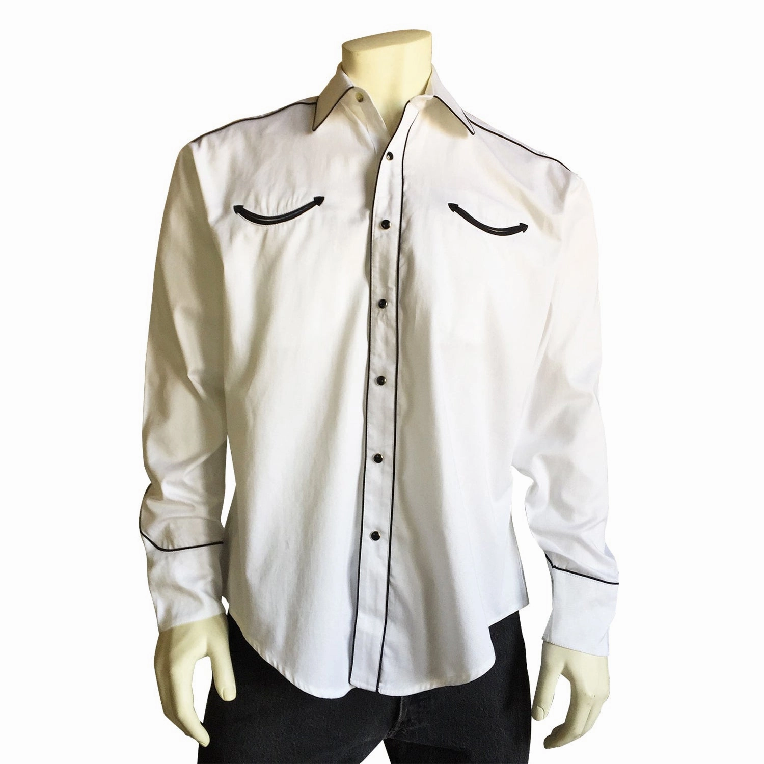 Thermal Regulation Fabric High-End Look Rockmount Mens White 100% Cotton Signature Smile Pockets L/S Shirt
