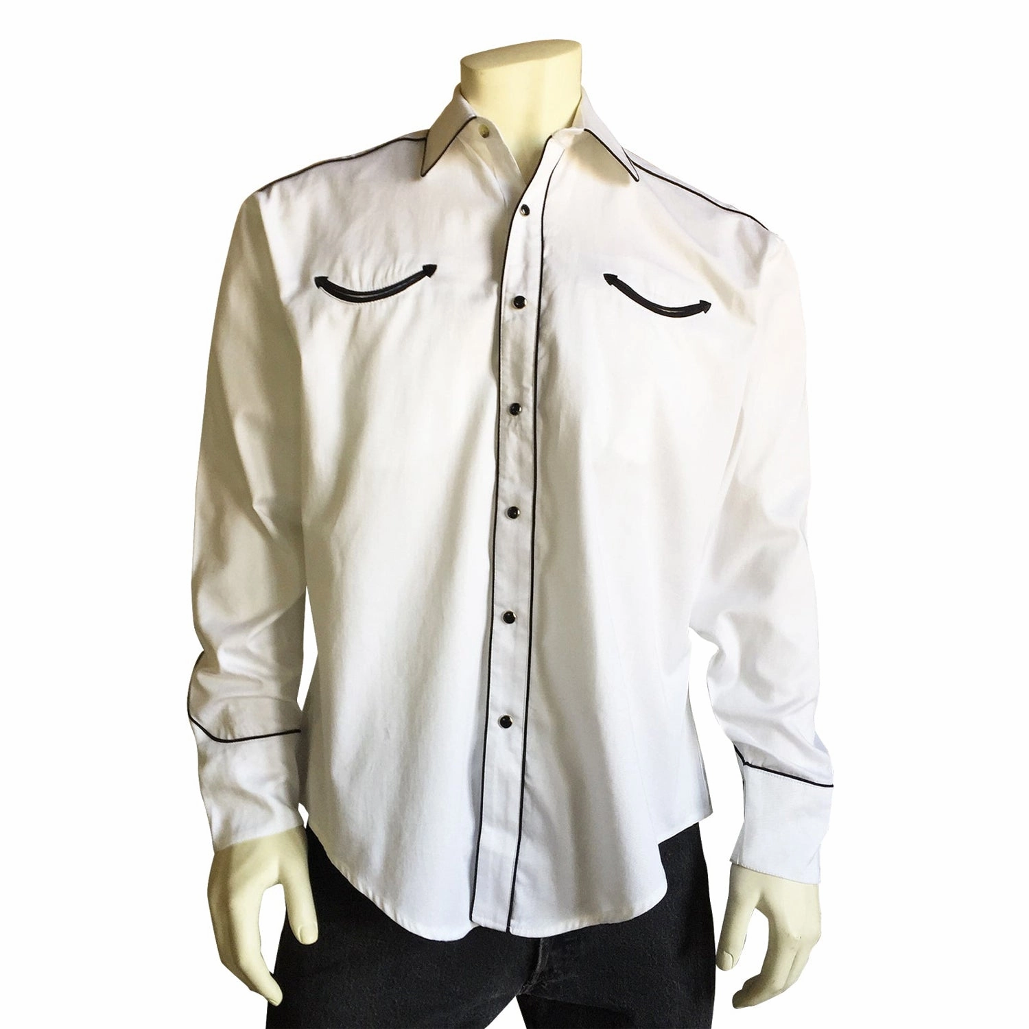 Mesh Insert Tall Option Rockmount Mens White 100% Cotton Signature Smile Pockets L/S Shirt