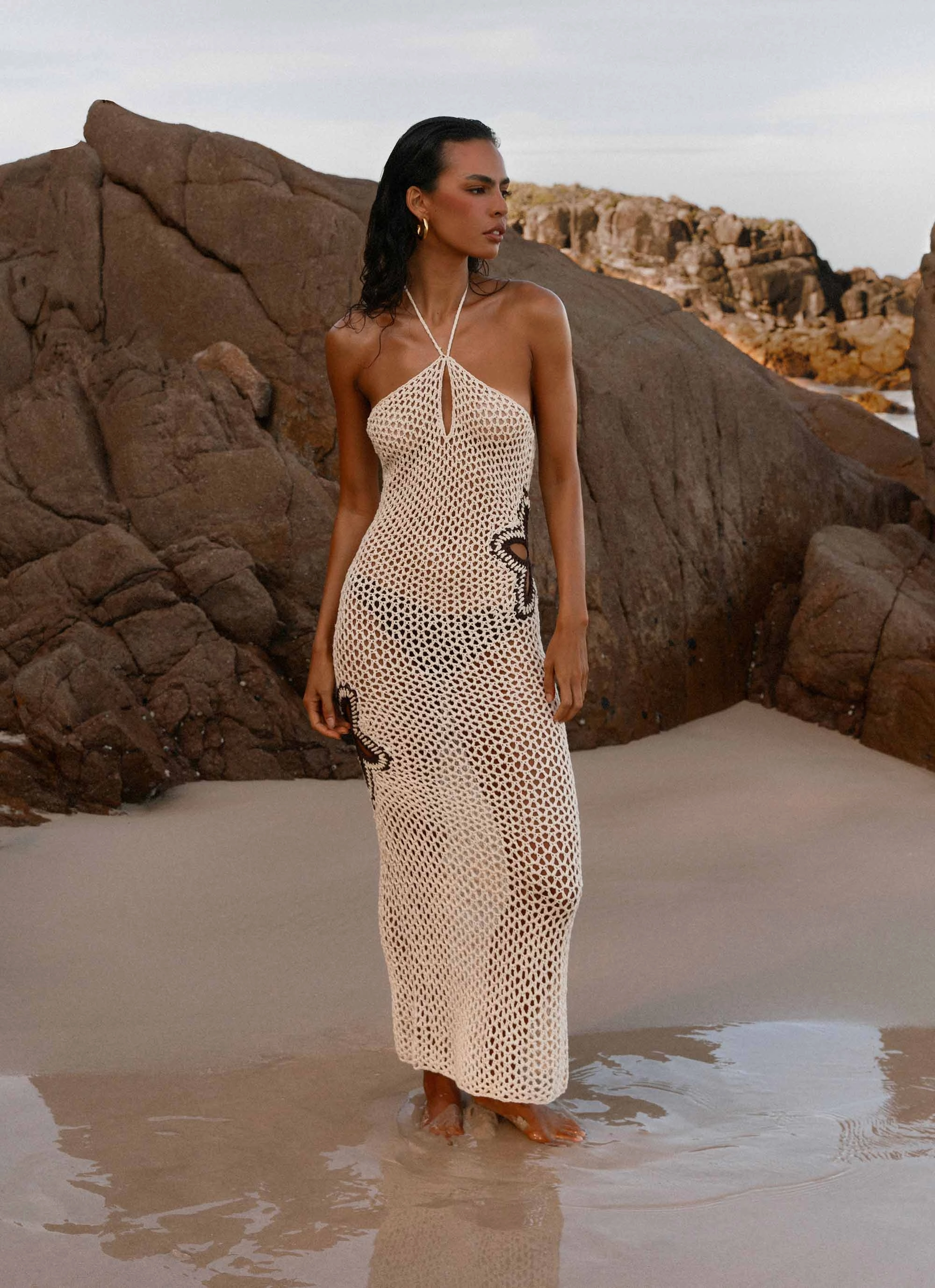 Aster Crochet Maxi Dress - Pastel Yellow Sleek Movement