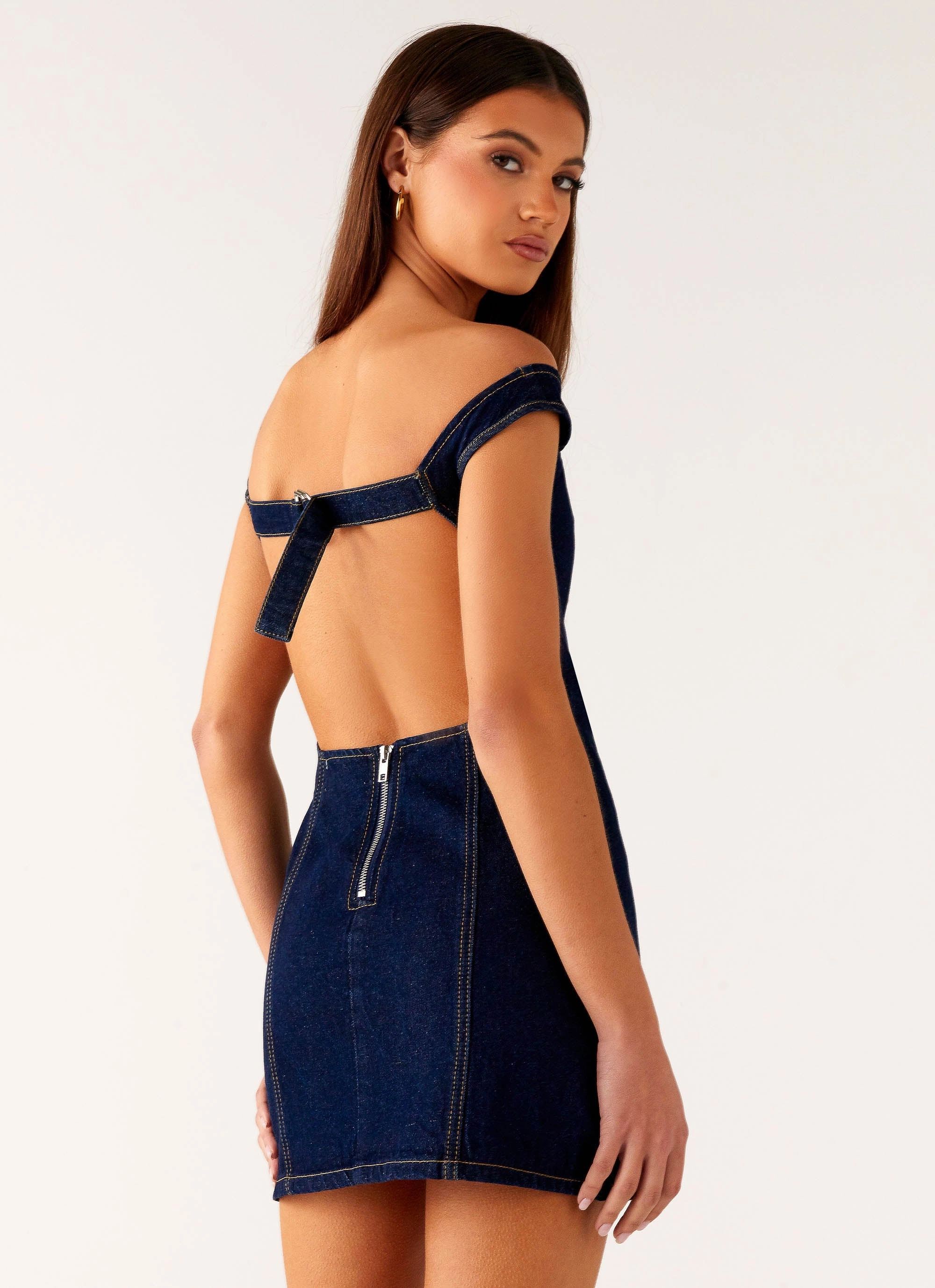 Bonnie Denim Mini Dress - Indigo Autumn Look