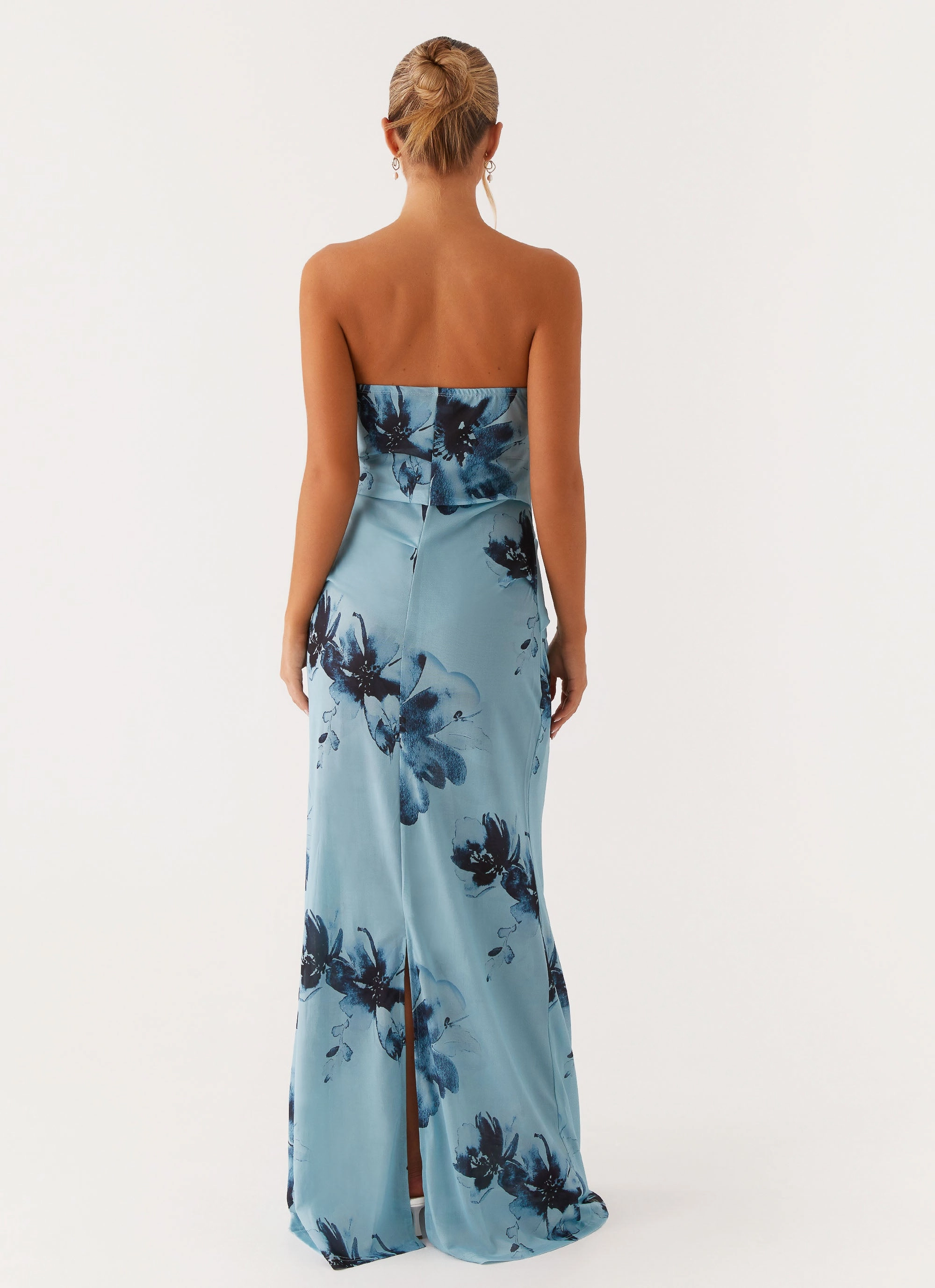Field Of Dreams Maxi Dress - Blue Black Floral Understated Charm