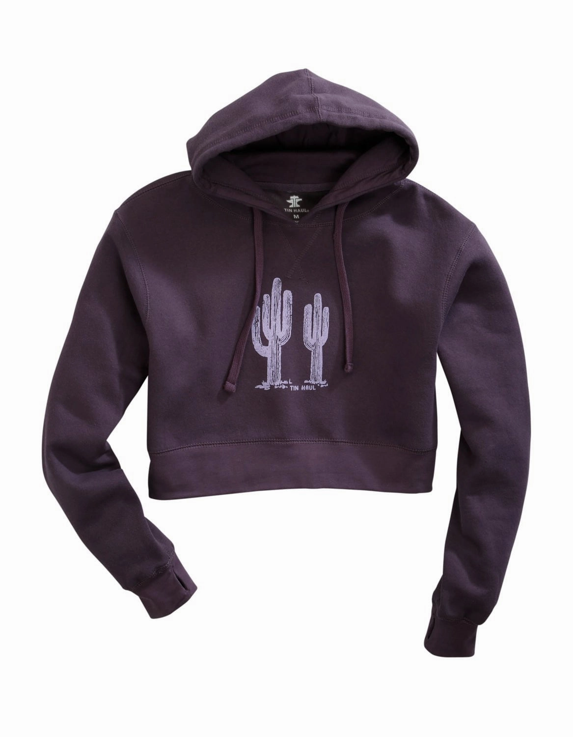 Functional Knit Tin Haul Womens Purple Cotton Blend Cactus Print Hoodie