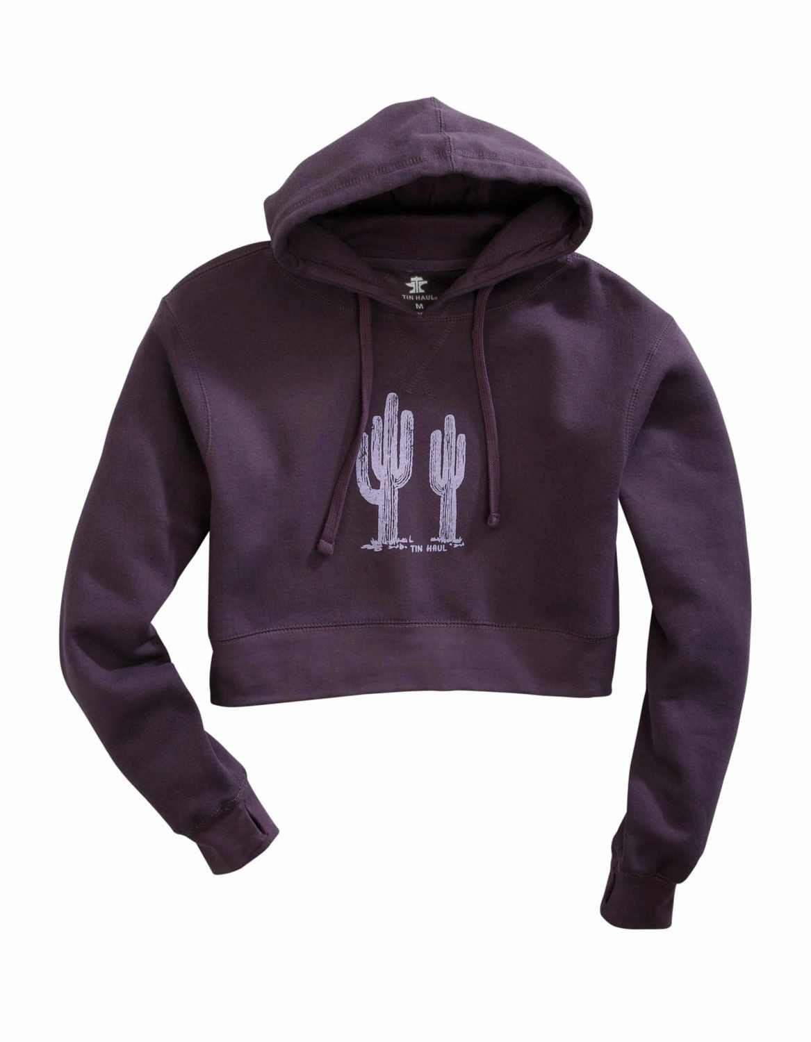 Tin Haul Womens Purple Cotton Blend Cactus Print Hoodie Comfort Choice