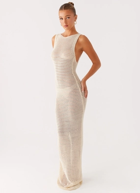Beach House Crochet Maxi Dress - White Joyful Look Modern Layers
