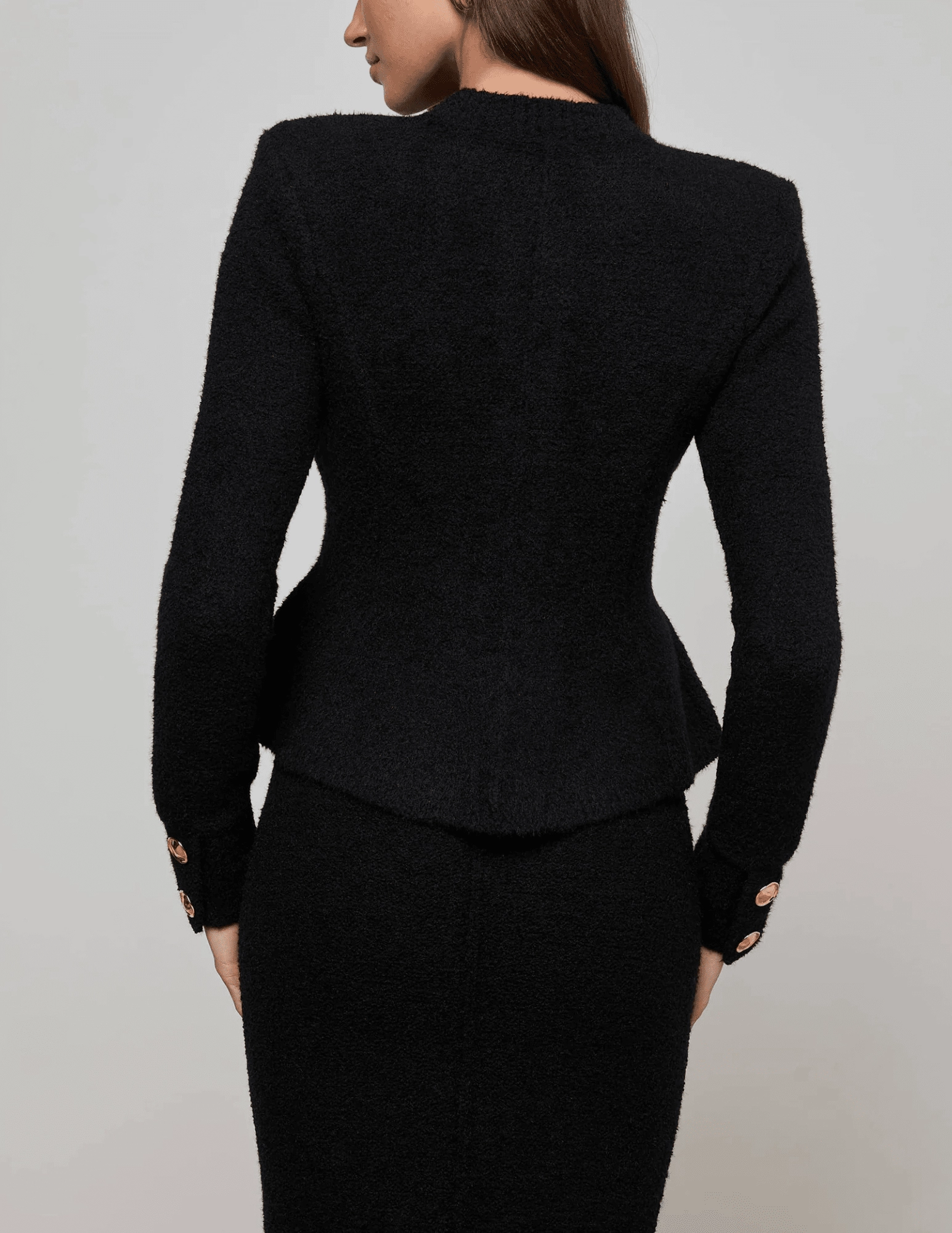 L'AGENCE Melissa Knit Flare Cardigan in Black Warm Appeal