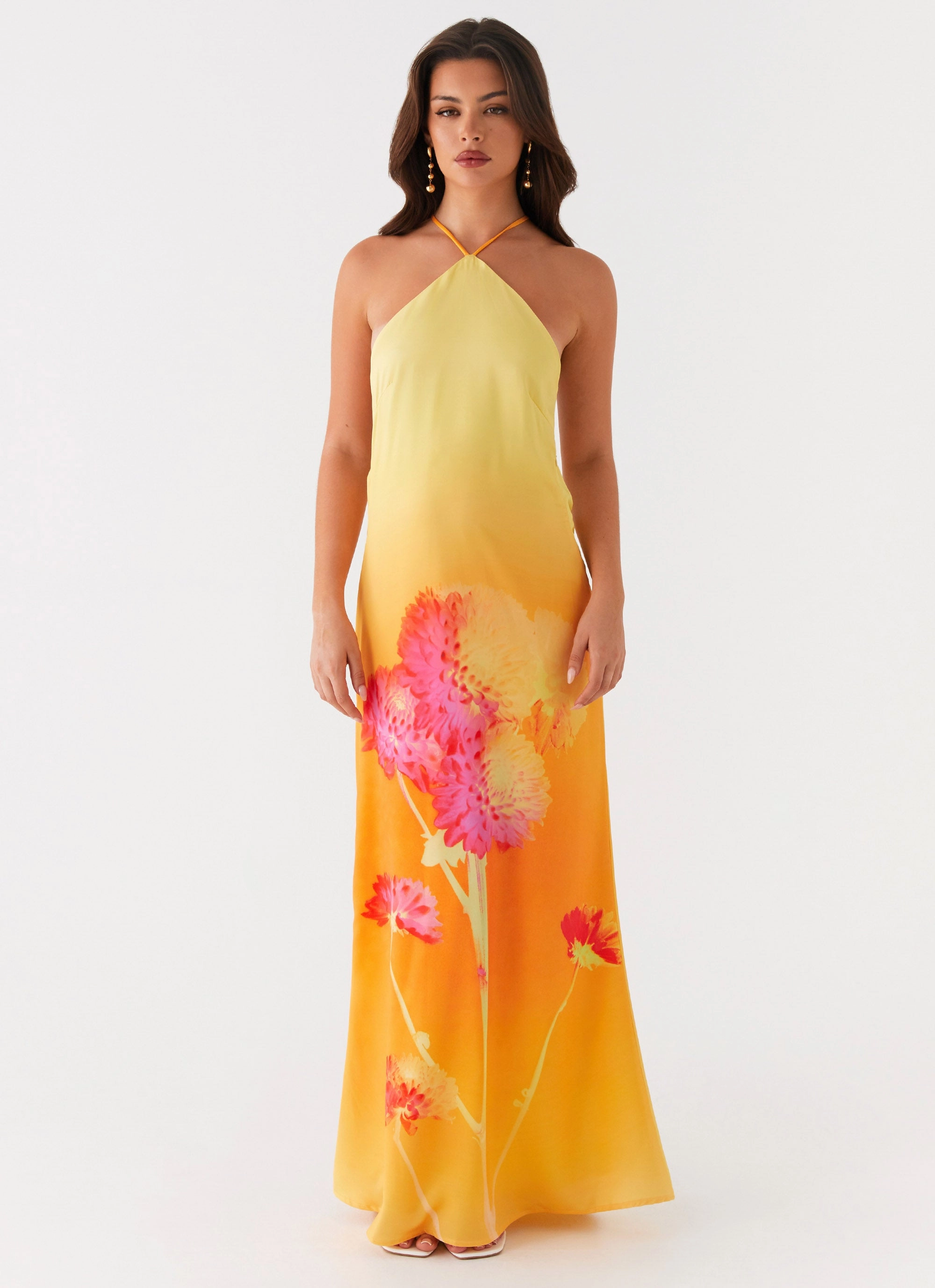 Quick Look Trend Texture Chloe Maxi Dress - Orange Floral
