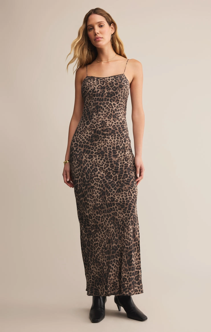 Structured-Shape Bright Colors CIELO LEOPARD MIDI DRESS
