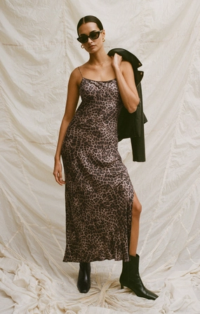 CIELO LEOPARD MIDI DRESS Fast Chic Vibrant Colors