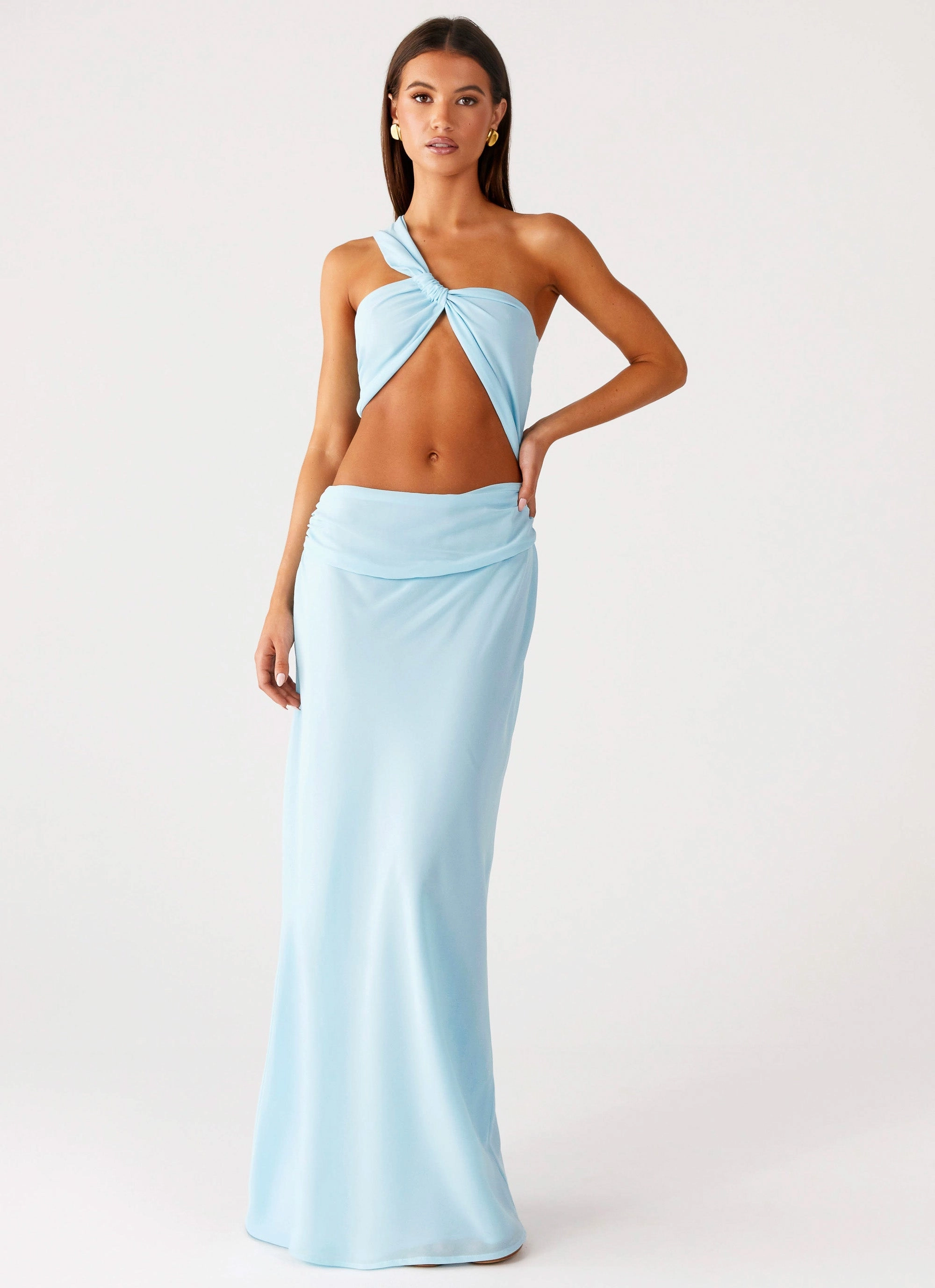 Vibrant Design Cindelle One Shoulder Maxi Dress - Turquoise