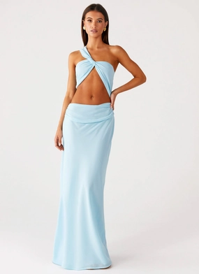 Vibrant Design Cindelle One Shoulder Maxi Dress - Turquoise