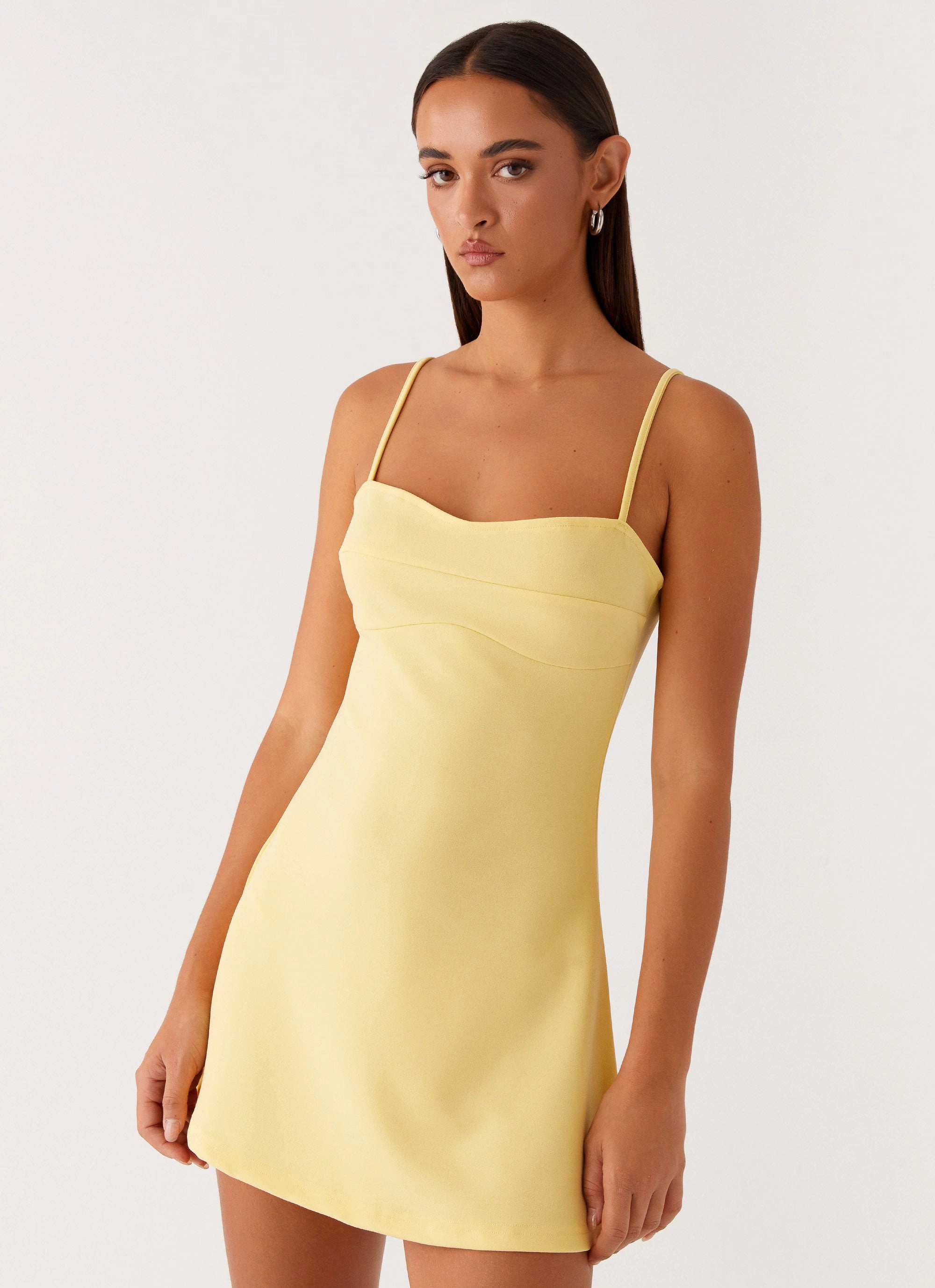 Classic A-line design Korean Trend Cindy Mini Dress - Yellow