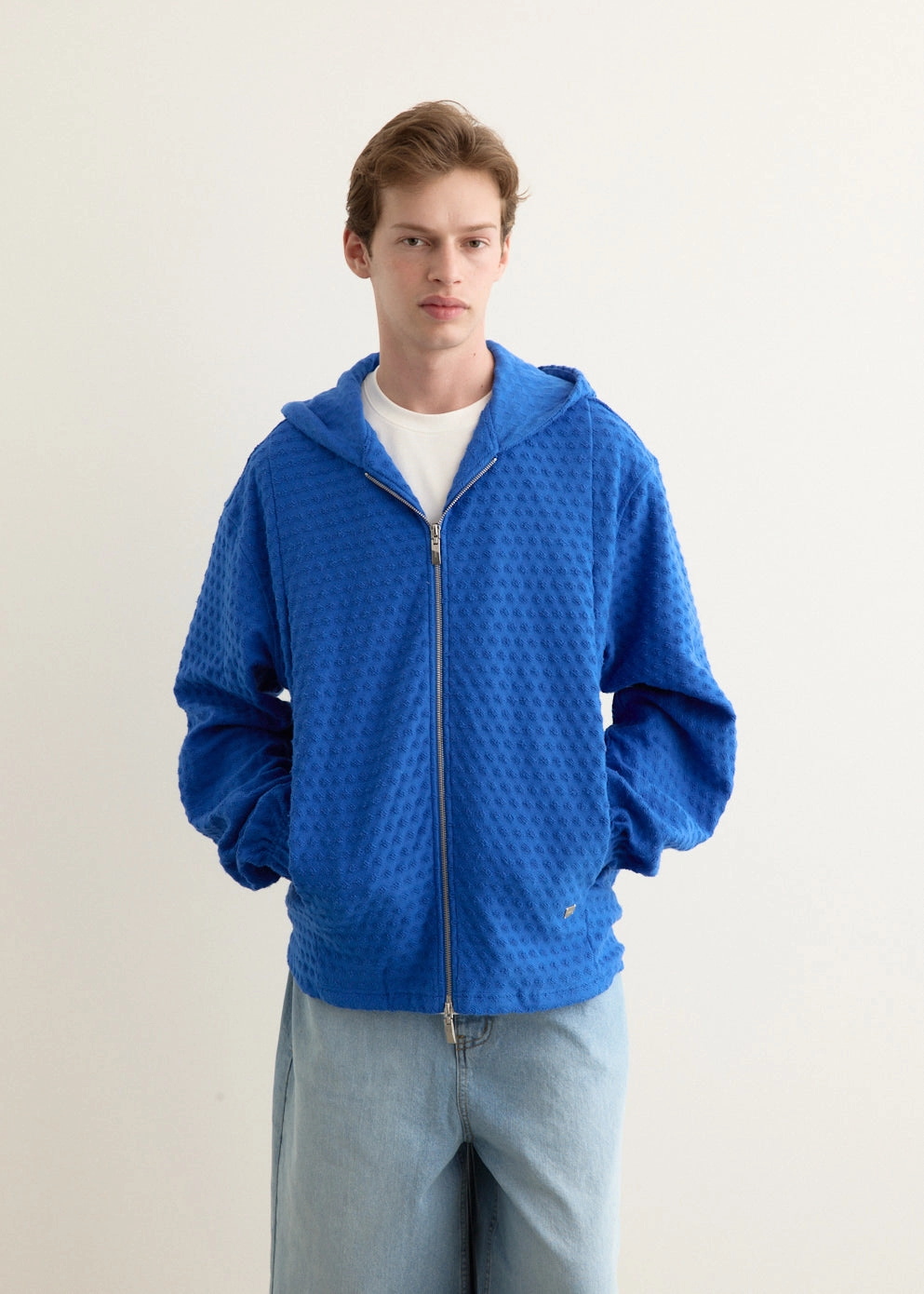 Breathable Outer Shell Anti Static Weave Circle Fleece Zip Hoodie