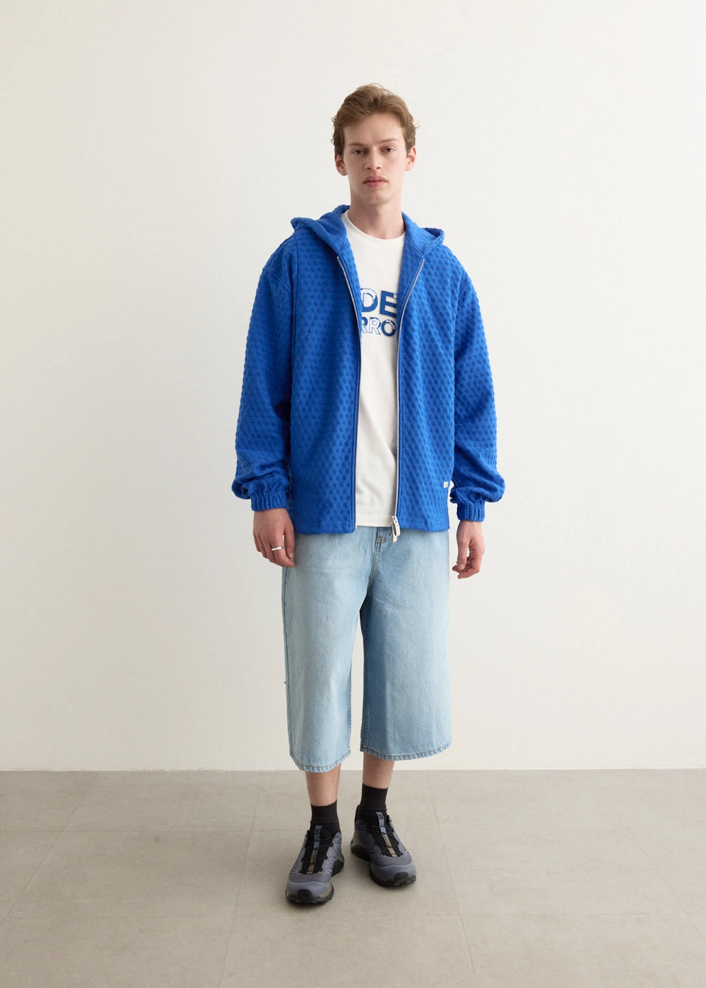 Mesh Lining Circle Fleece Zip Hoodie