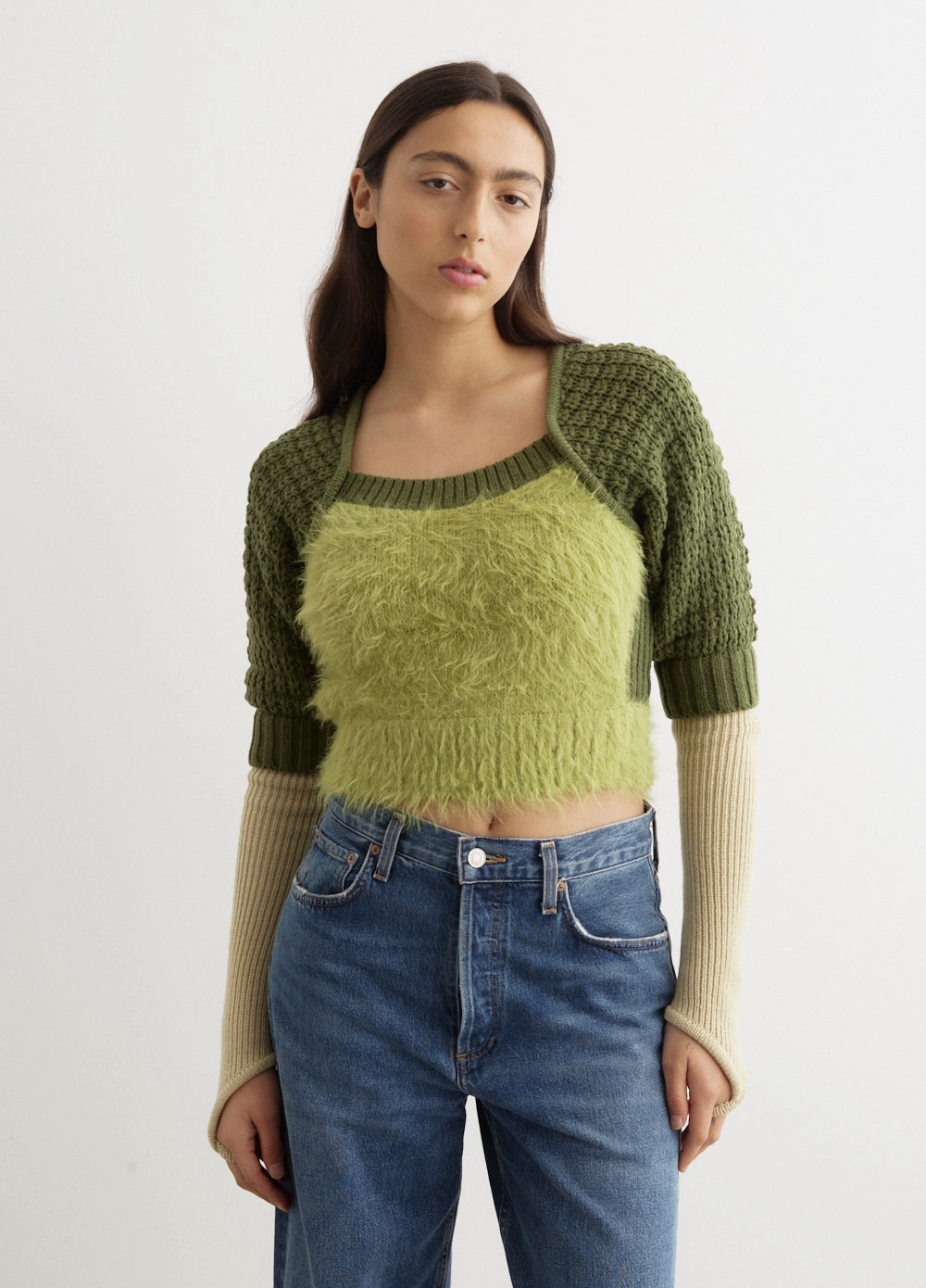 Furry Chunky Knit Top Soft Ribbed Texture