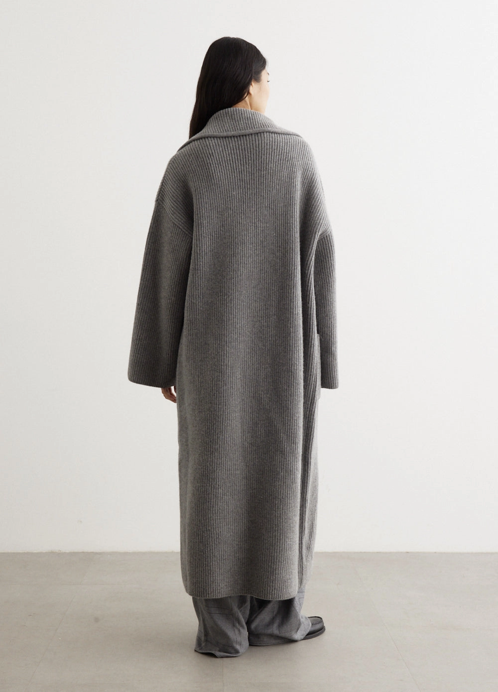 Rib-Knit Cardi Coat Abrasion Resistant Trim Down Stuffed