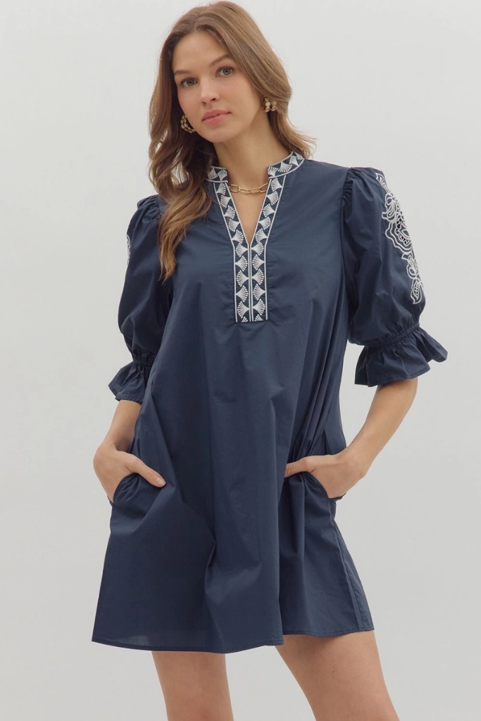 Claire Crochet Trim Mini Dress Elegant Detail Noble Aura