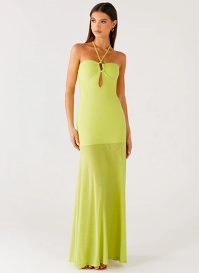 Claria Maxi Dress - Lime Fresh Texture